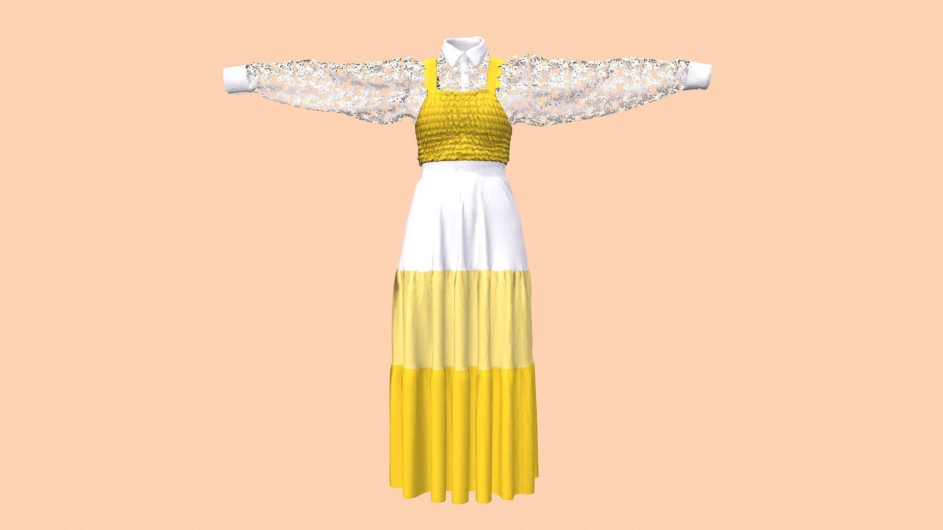 Sun flower dress style 3D model_17