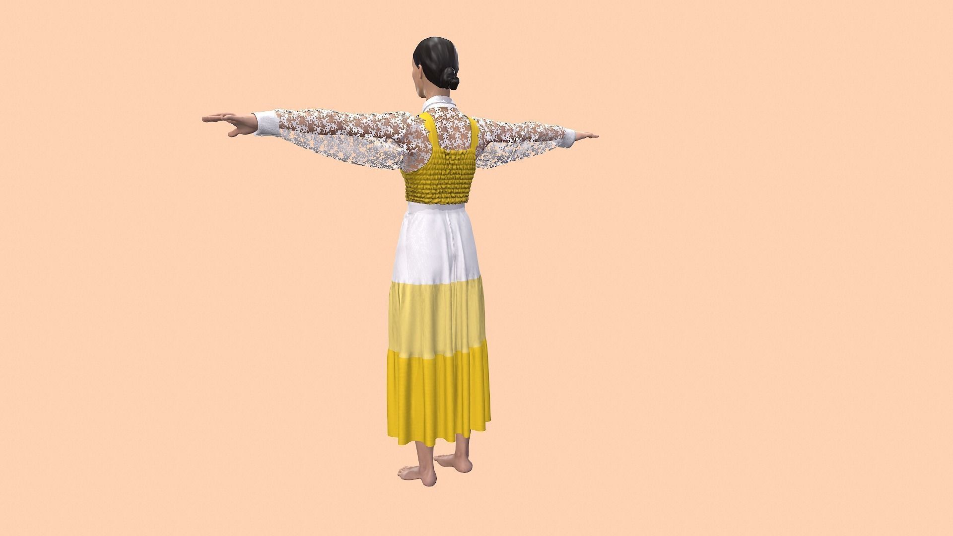 Sun flower dress style 3D model_6