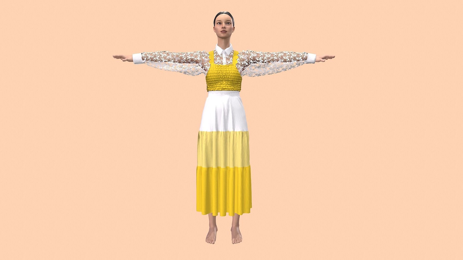 Sun flower dress style 3D model_3