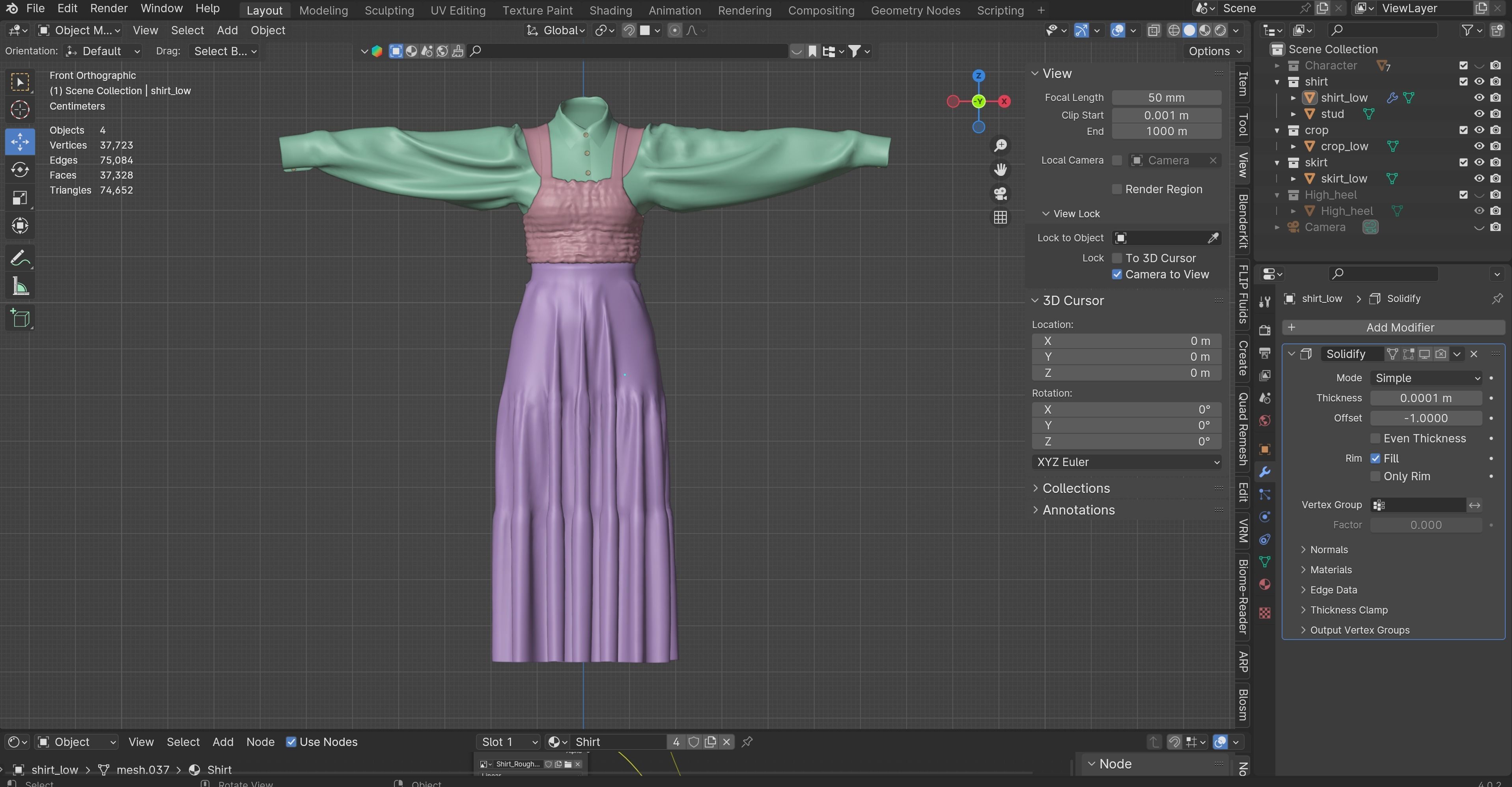 Sun flower dress style 3D model_25