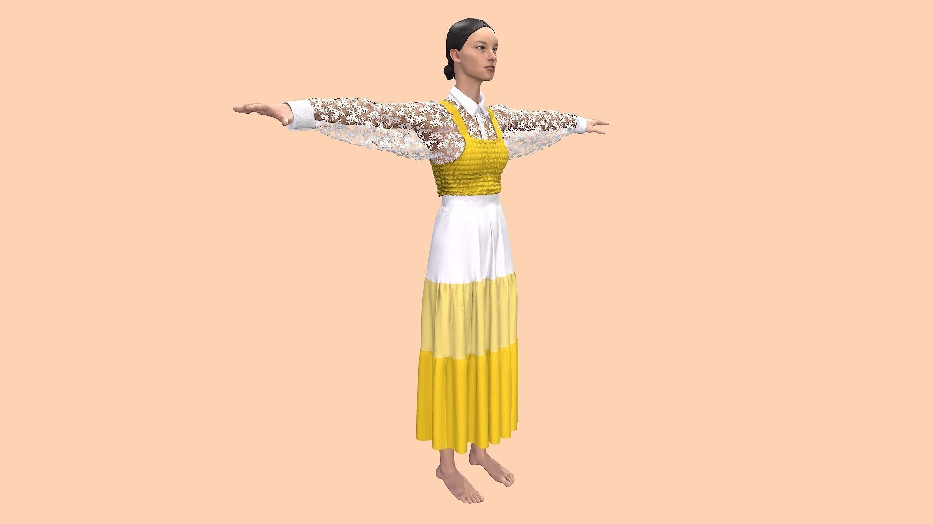 Sun flower dress style 3D model_10