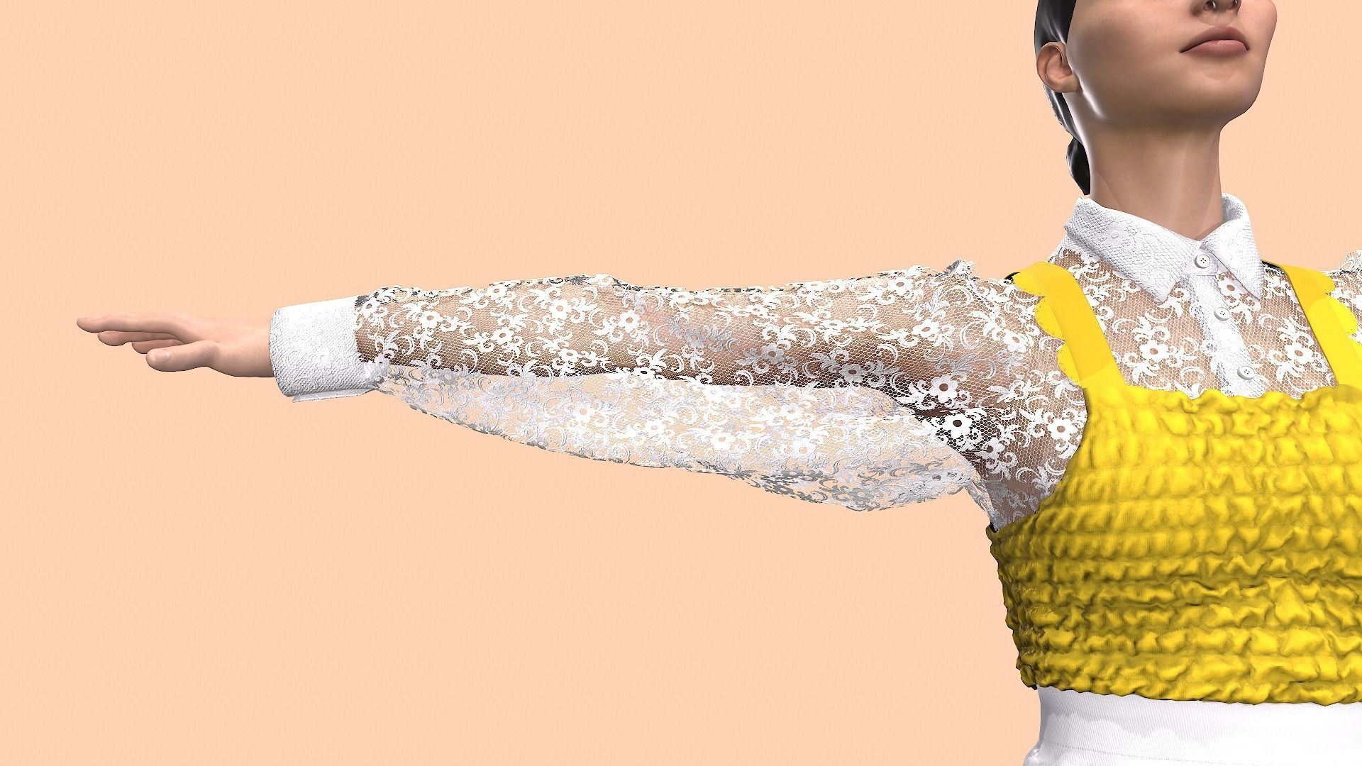 Sun flower dress style 3D model_15