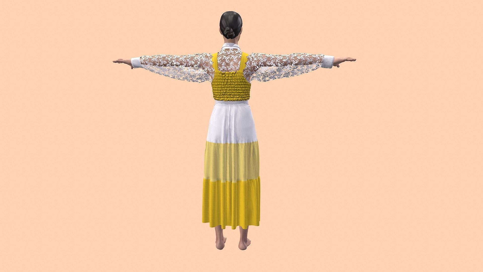 Sun flower dress style 3D model_7