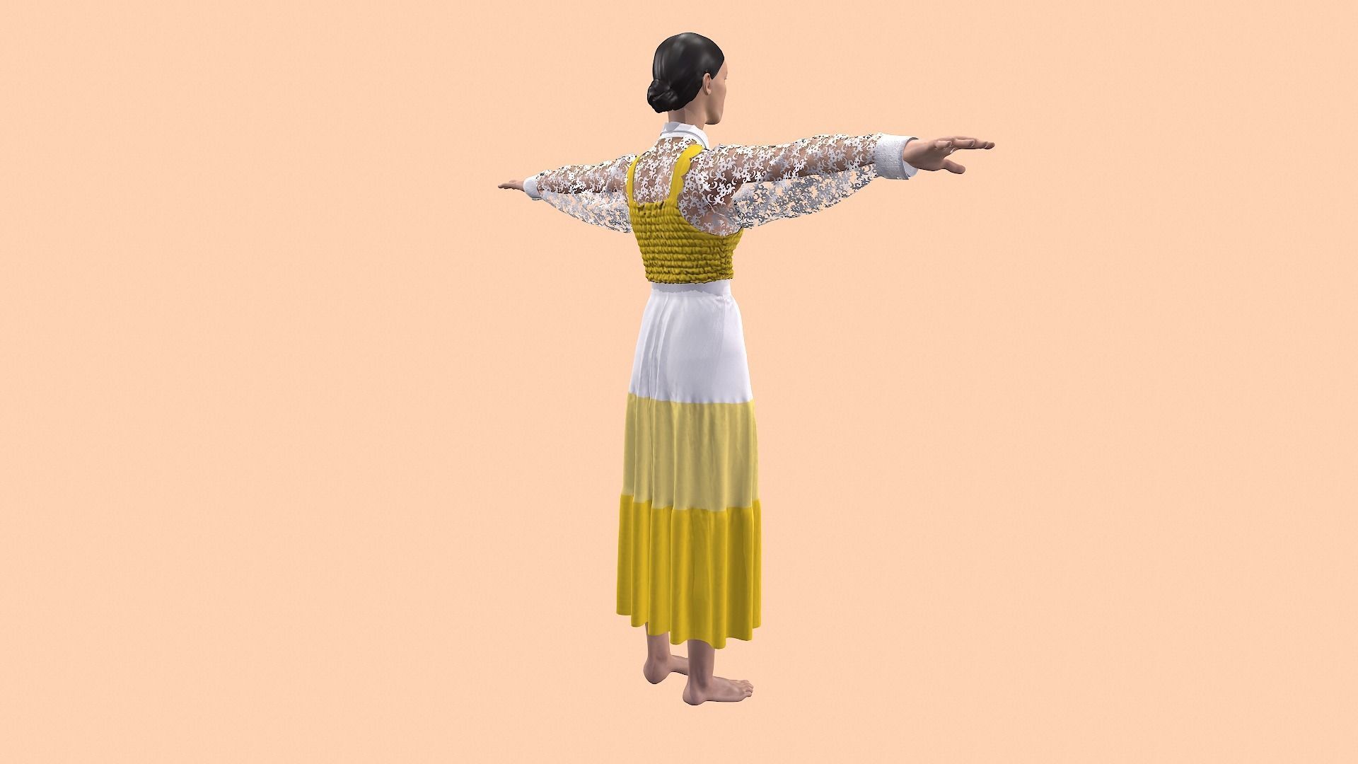 Sun flower dress style 3D model_8