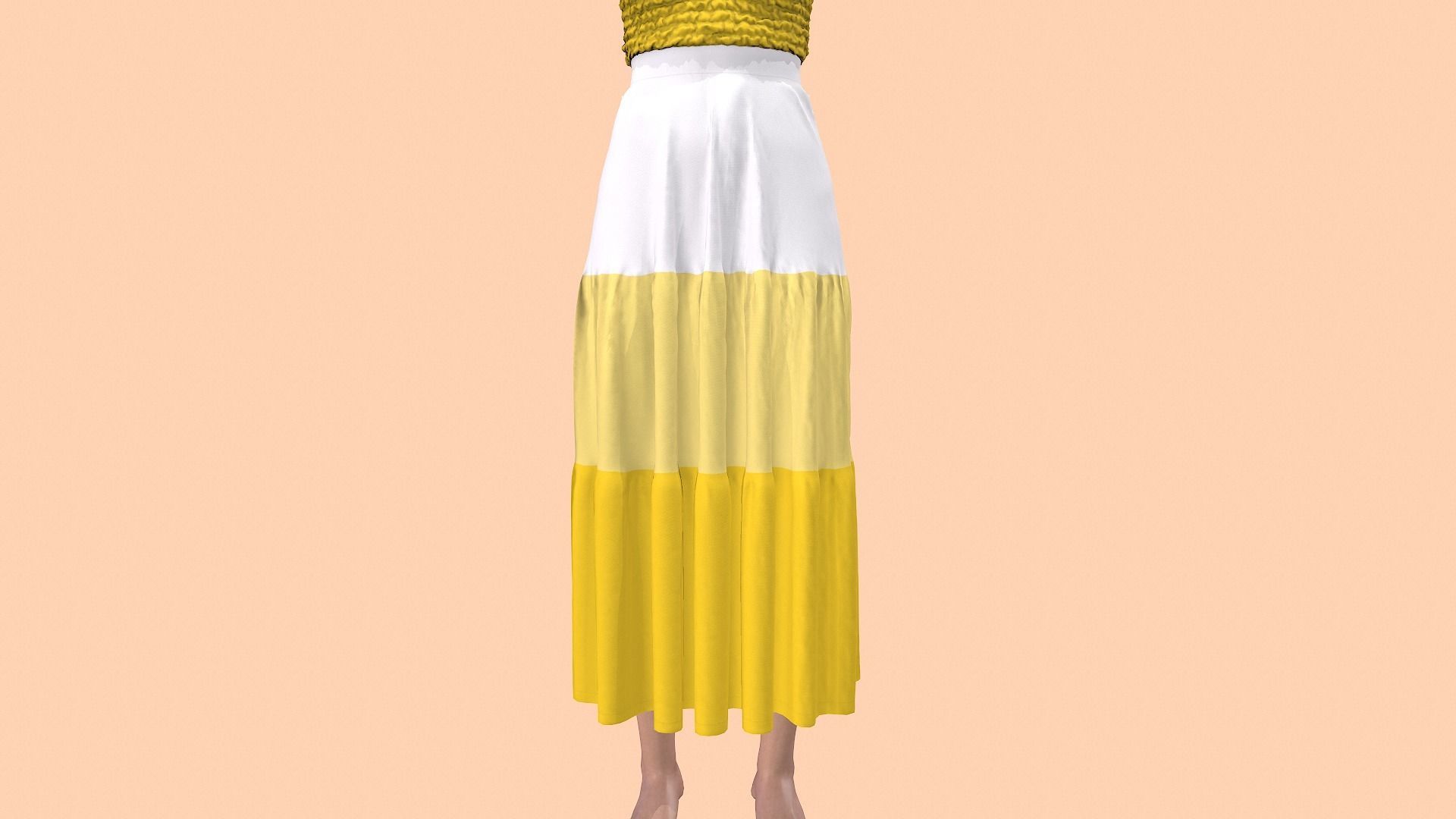 Sun flower dress style 3D model_12