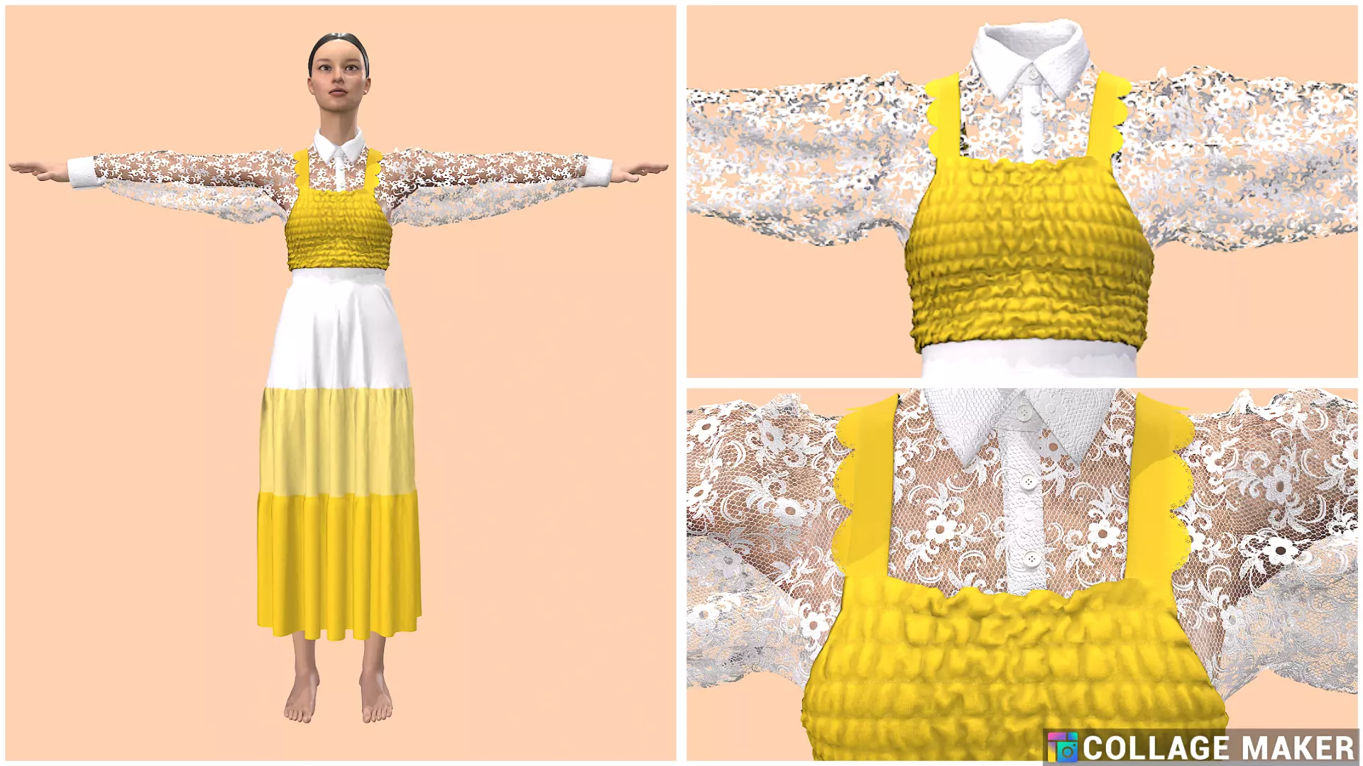 Sun flower dress style 3D model_0