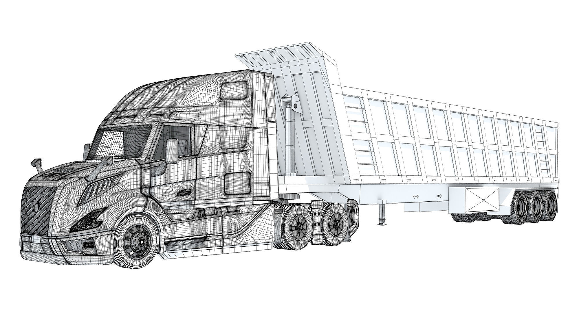 2024 Semi Truck with Tipper Trailer 3D model_17