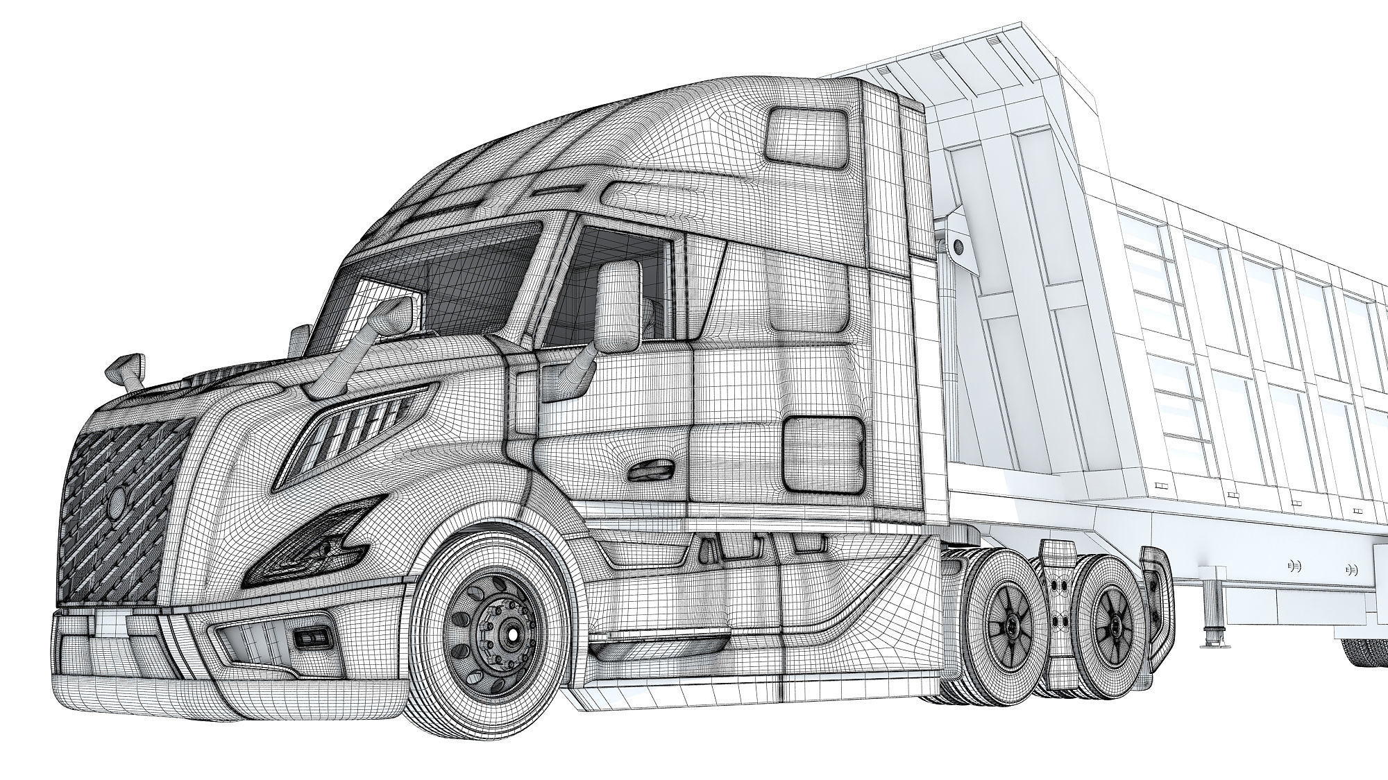 2024 Semi Truck with Tipper Trailer 3D model_21