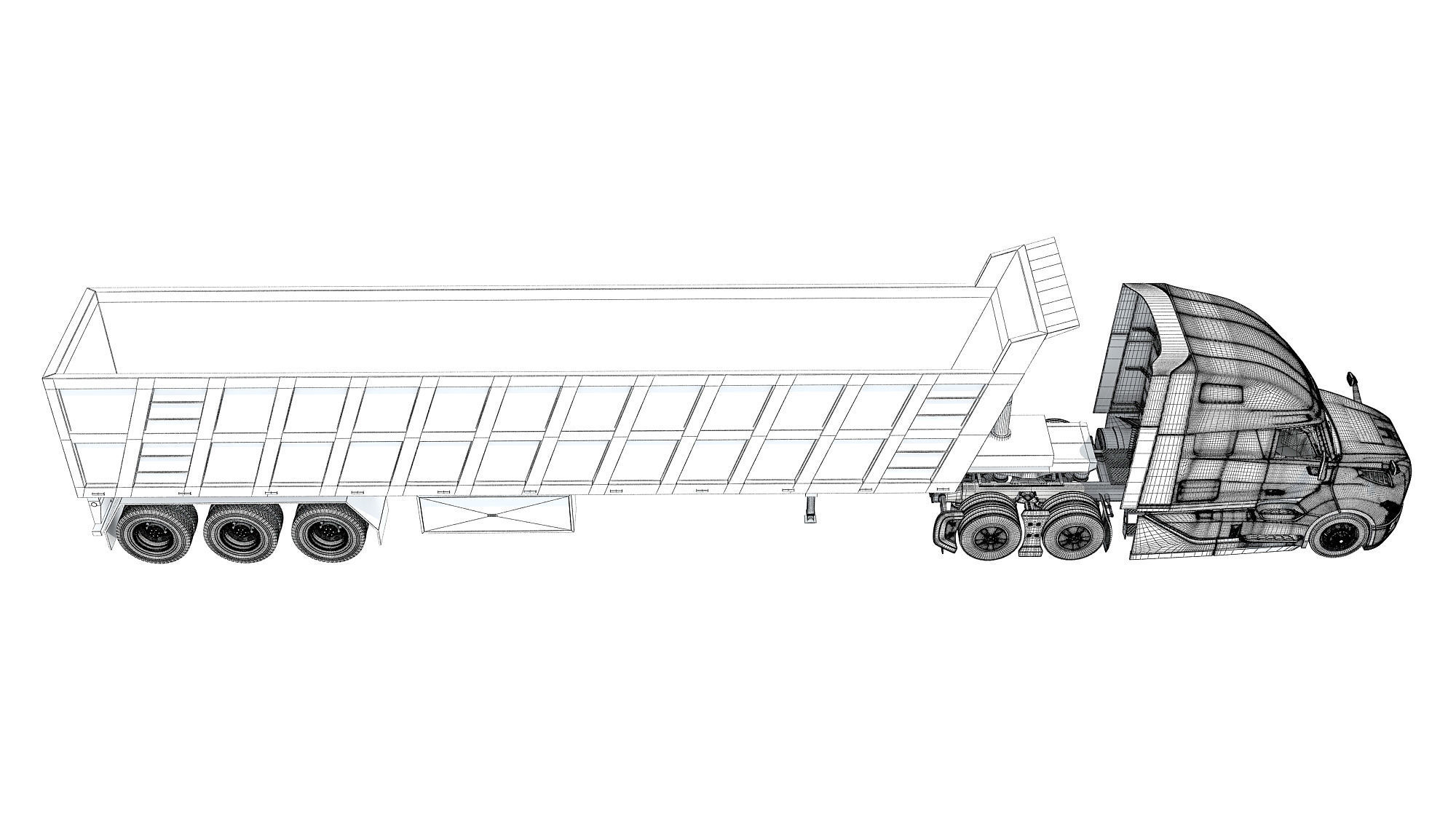 2024 Semi Truck with Tipper Trailer 3D model_19