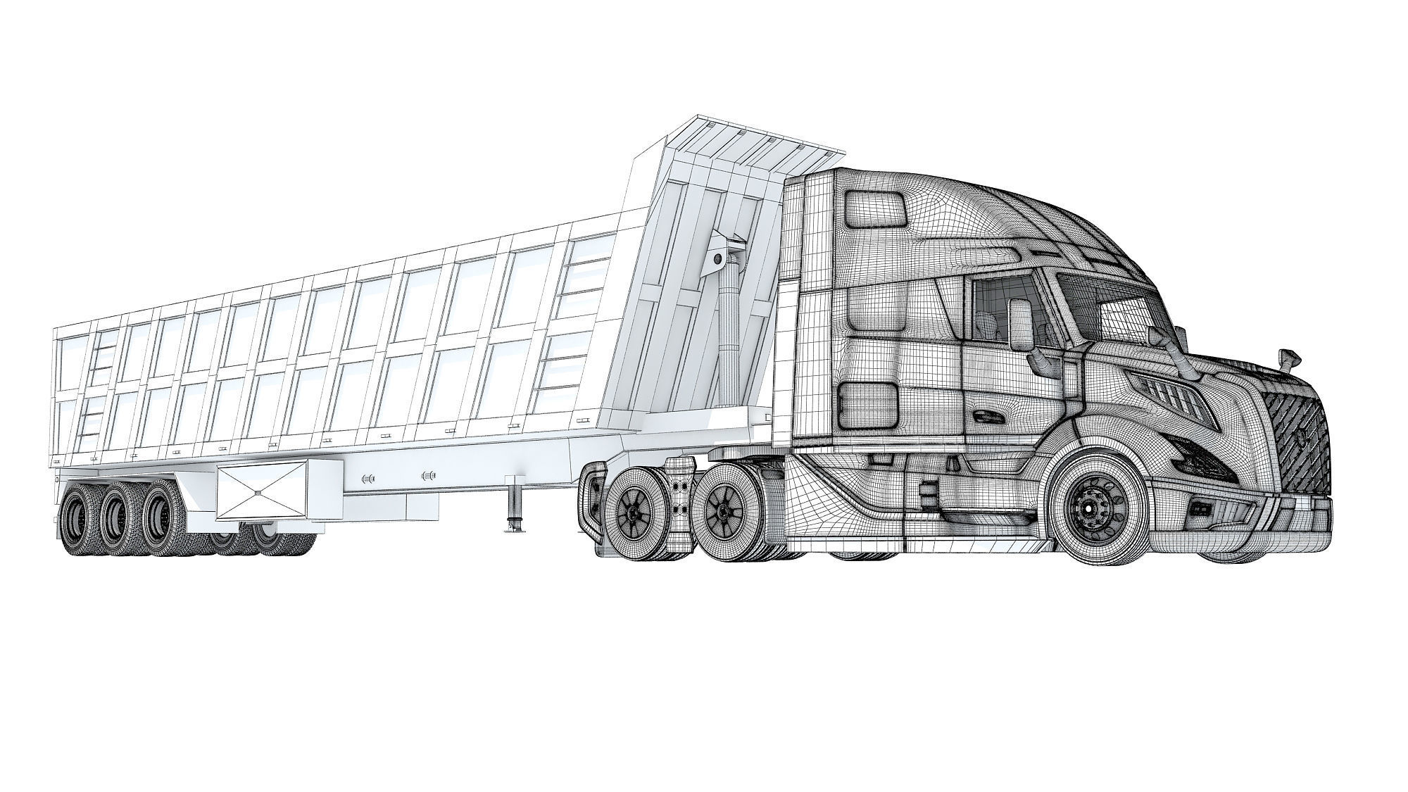 2024 Semi Truck with Tipper Trailer 3D model_20