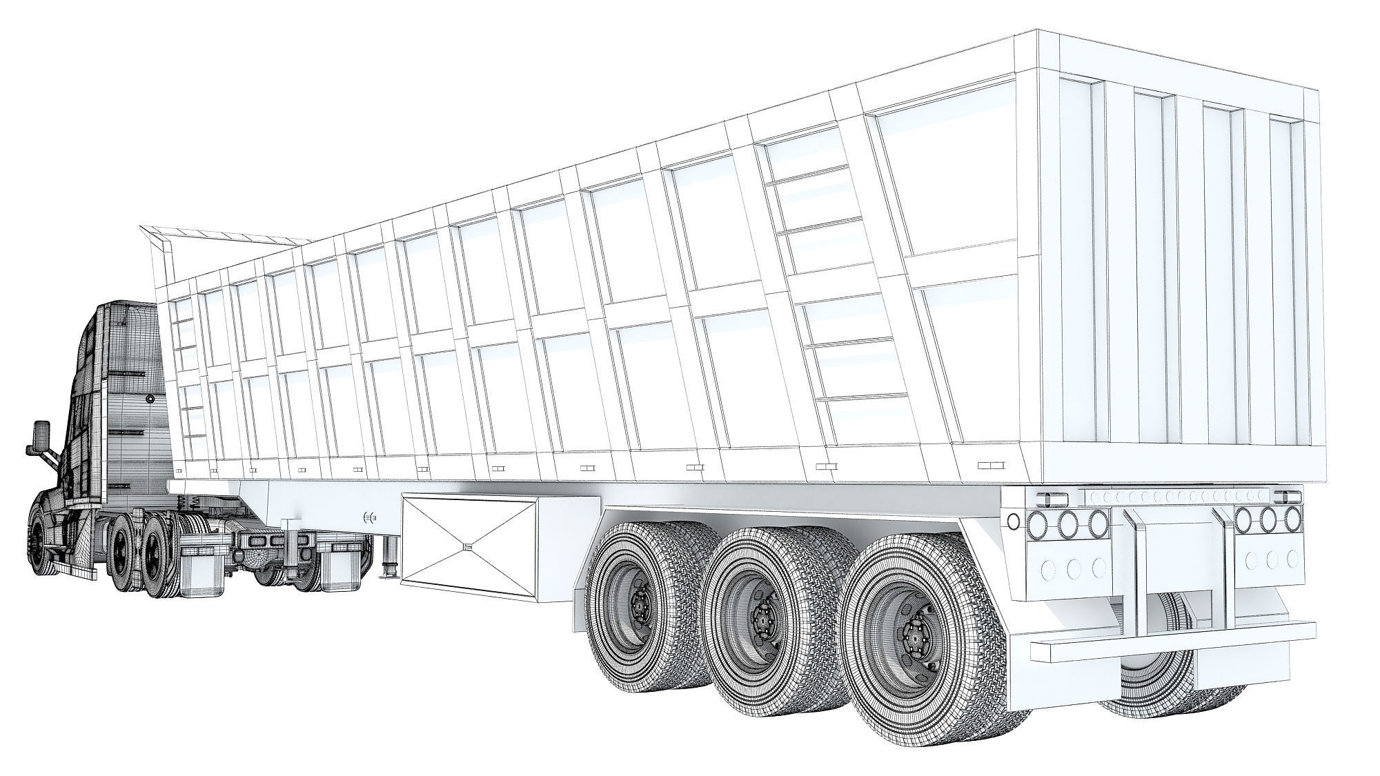 2024 Semi Truck with Tipper Trailer 3D model_18