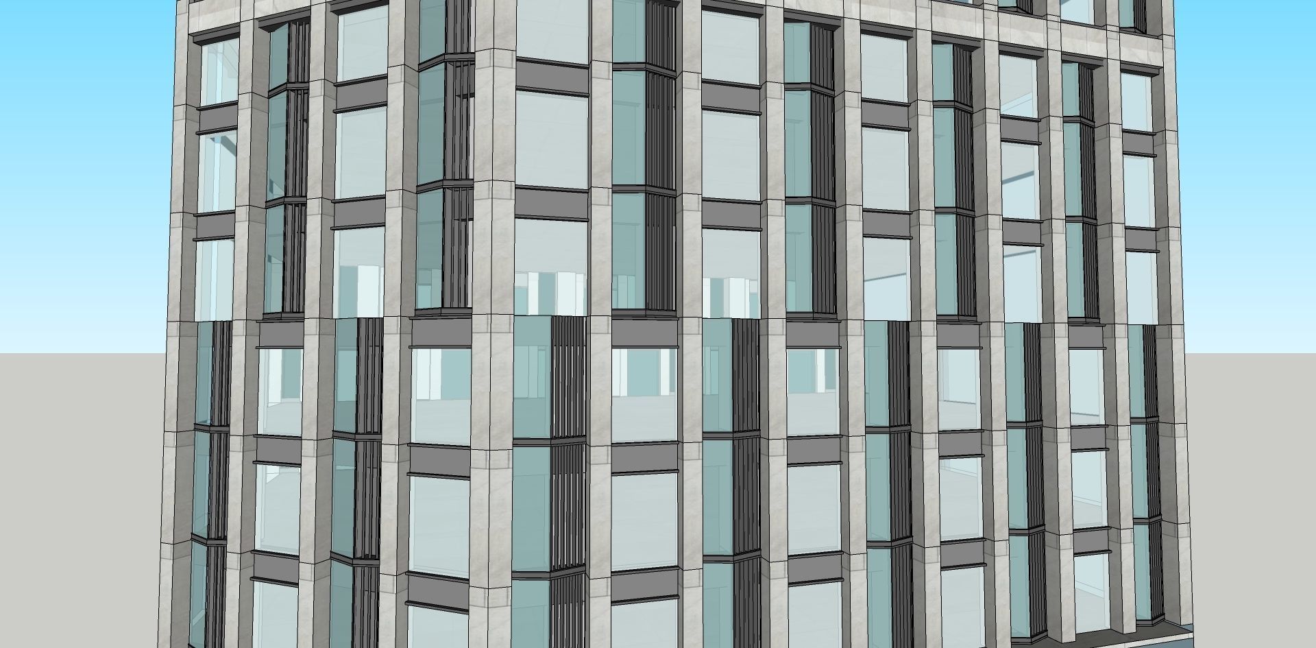 Apartment building minimlaist design facade 3D model_3