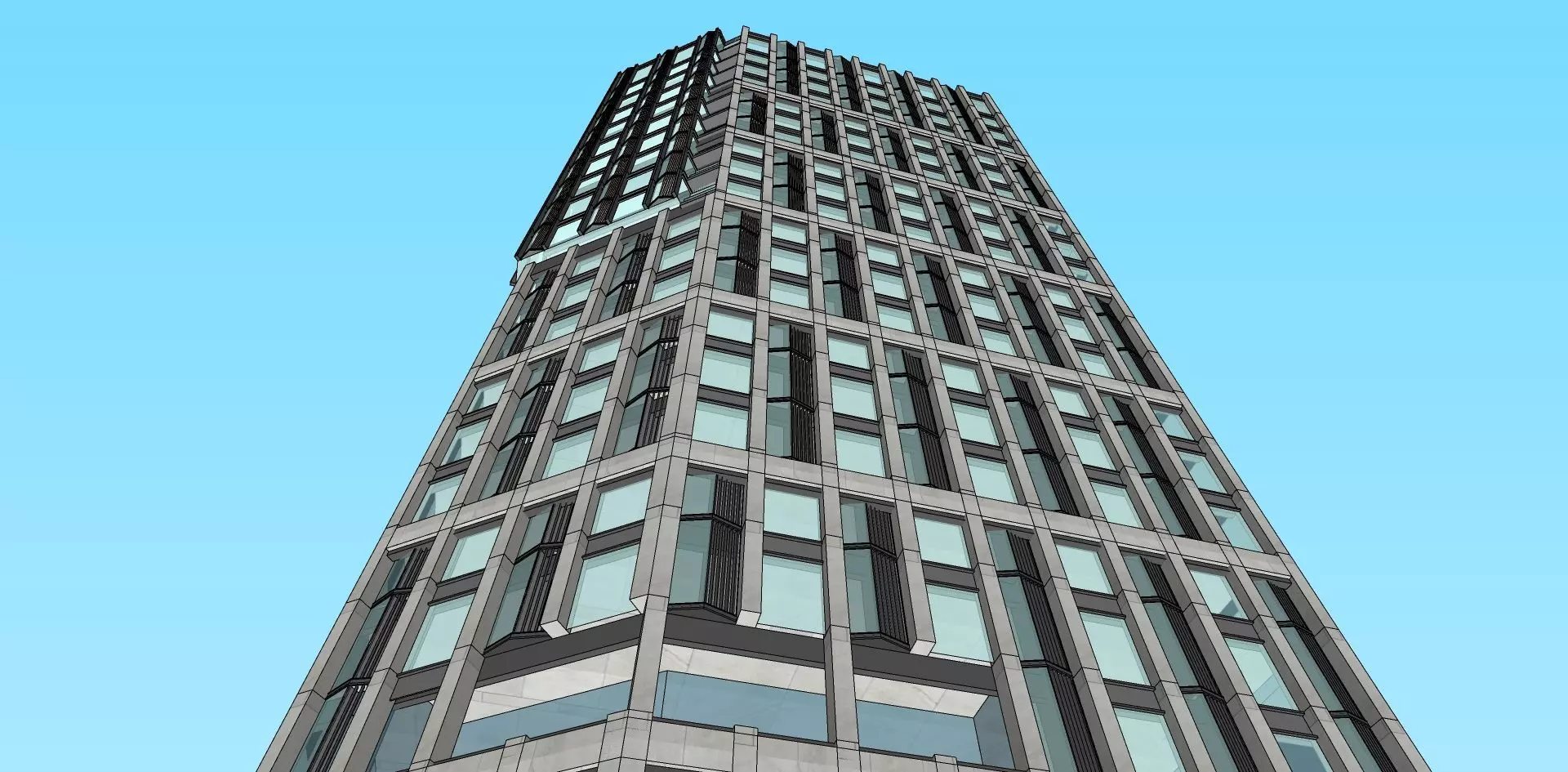 Apartment building minimlaist design facade 3D model_0
