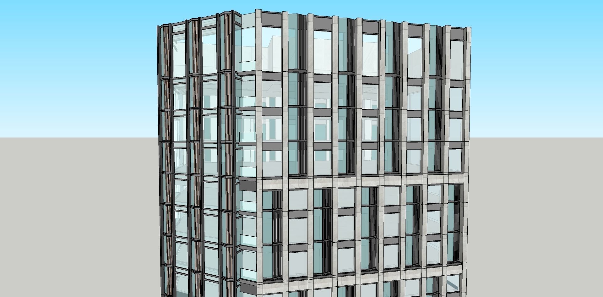Apartment building minimlaist design facade 3D model_2