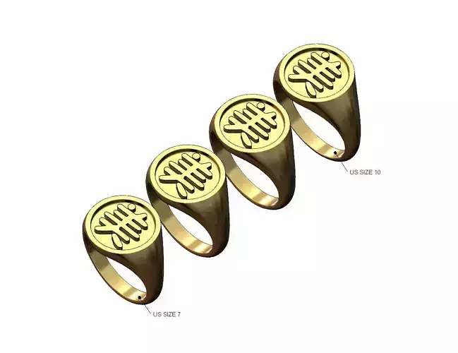 Beauty beautiful chinese symbol round signet US sizes 7to10 3D print model