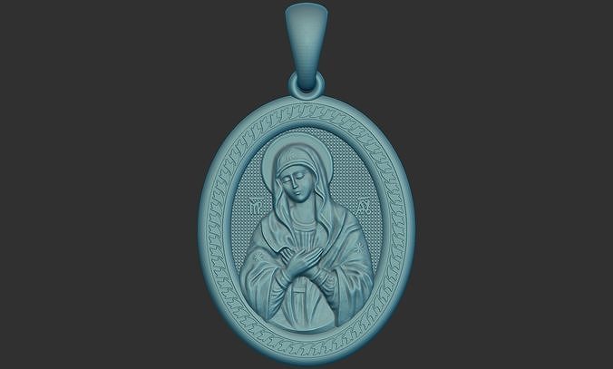 Virgin Mary pendant 3D model with CNC printing 3D print model