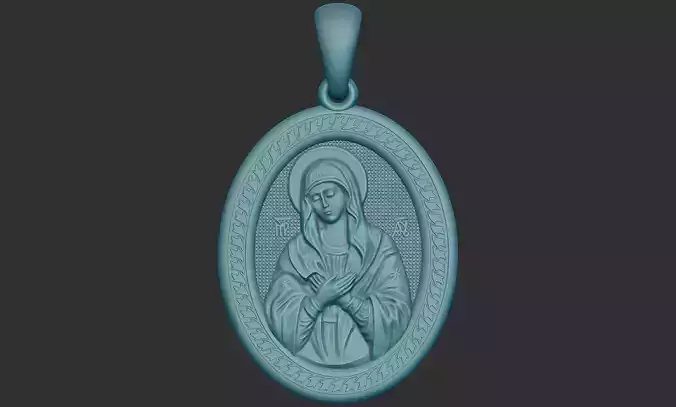 Virgin Mary pendant 3D model with CNC printing