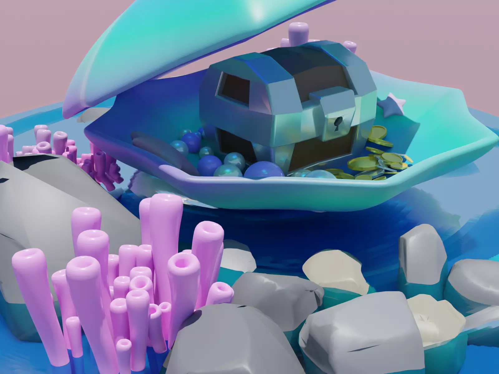 SEA SHELL Low-poly 3D model_0