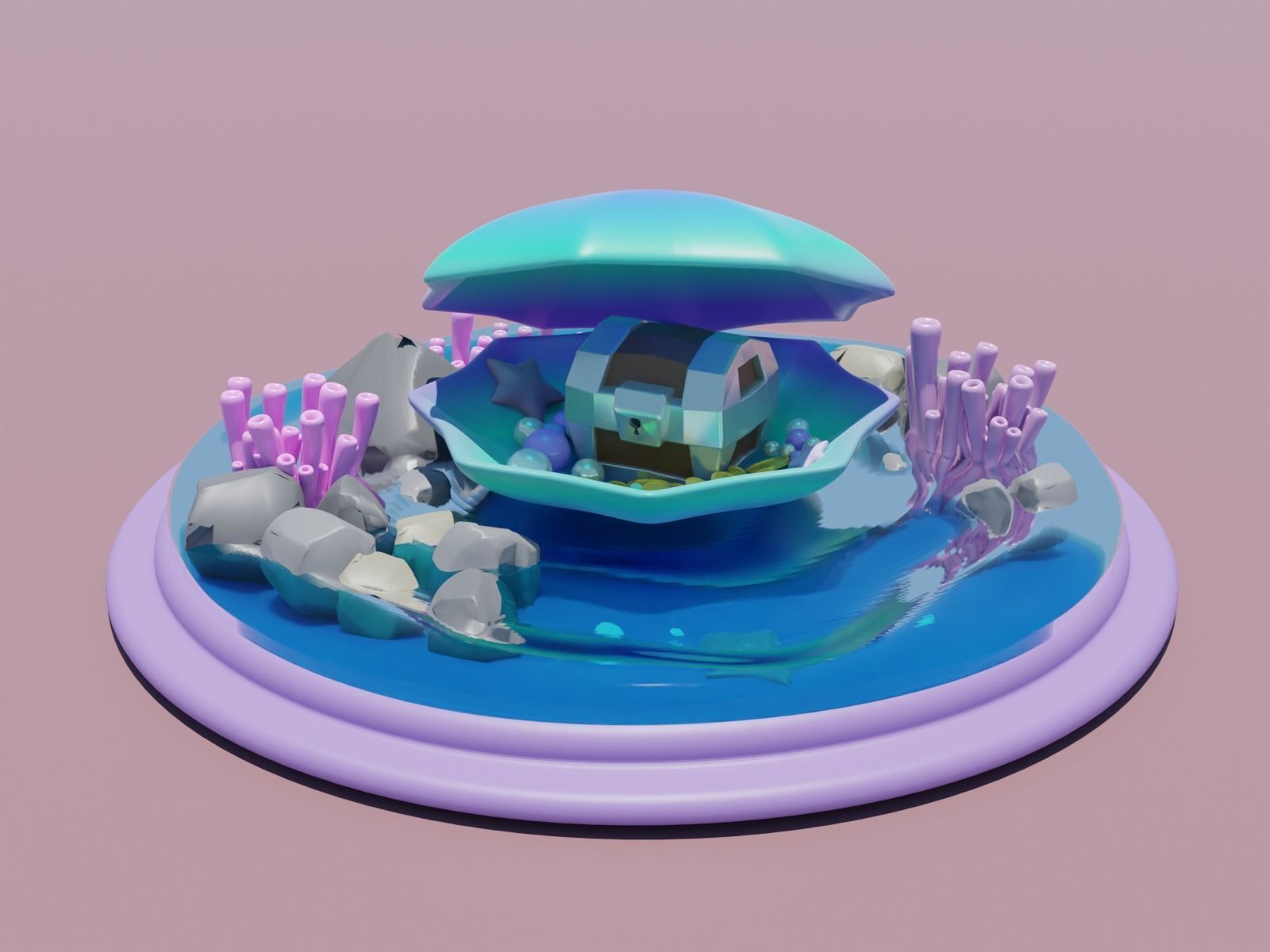 SEA SHELL Low-poly 3D model_4
