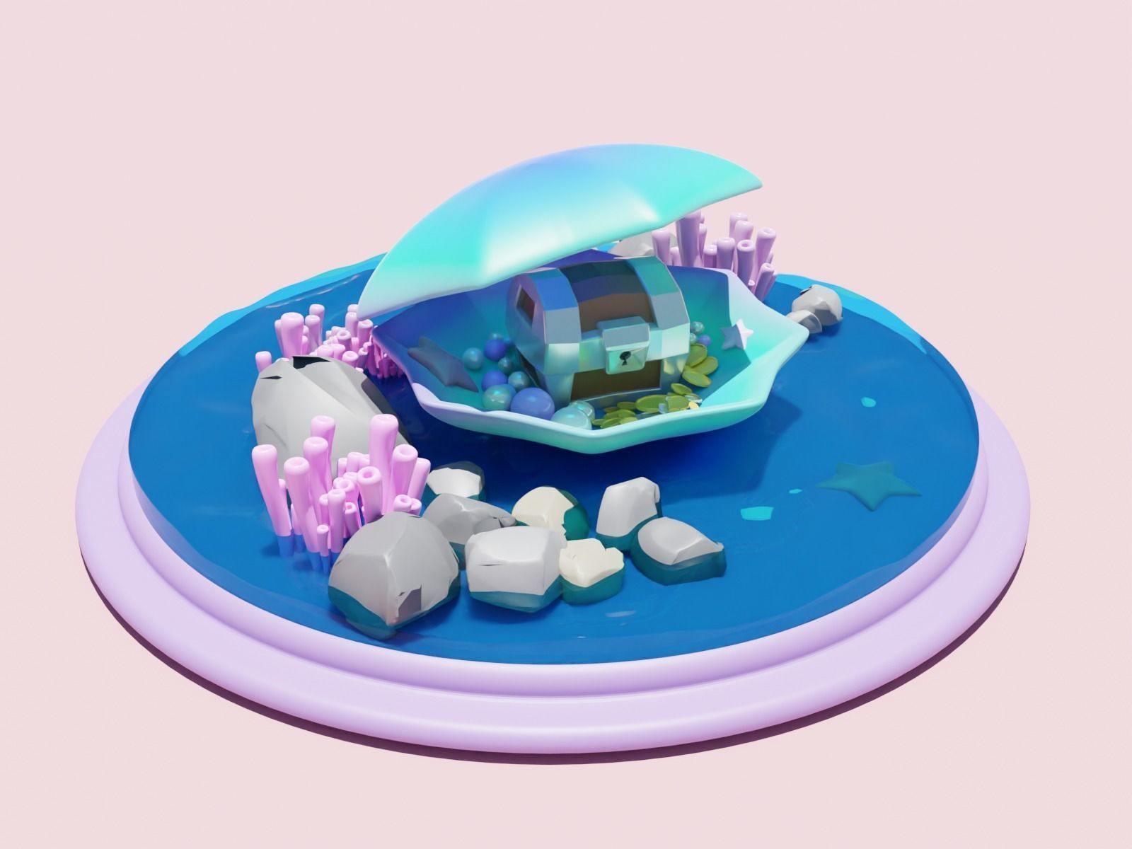 SEA SHELL Low-poly 3D model_5