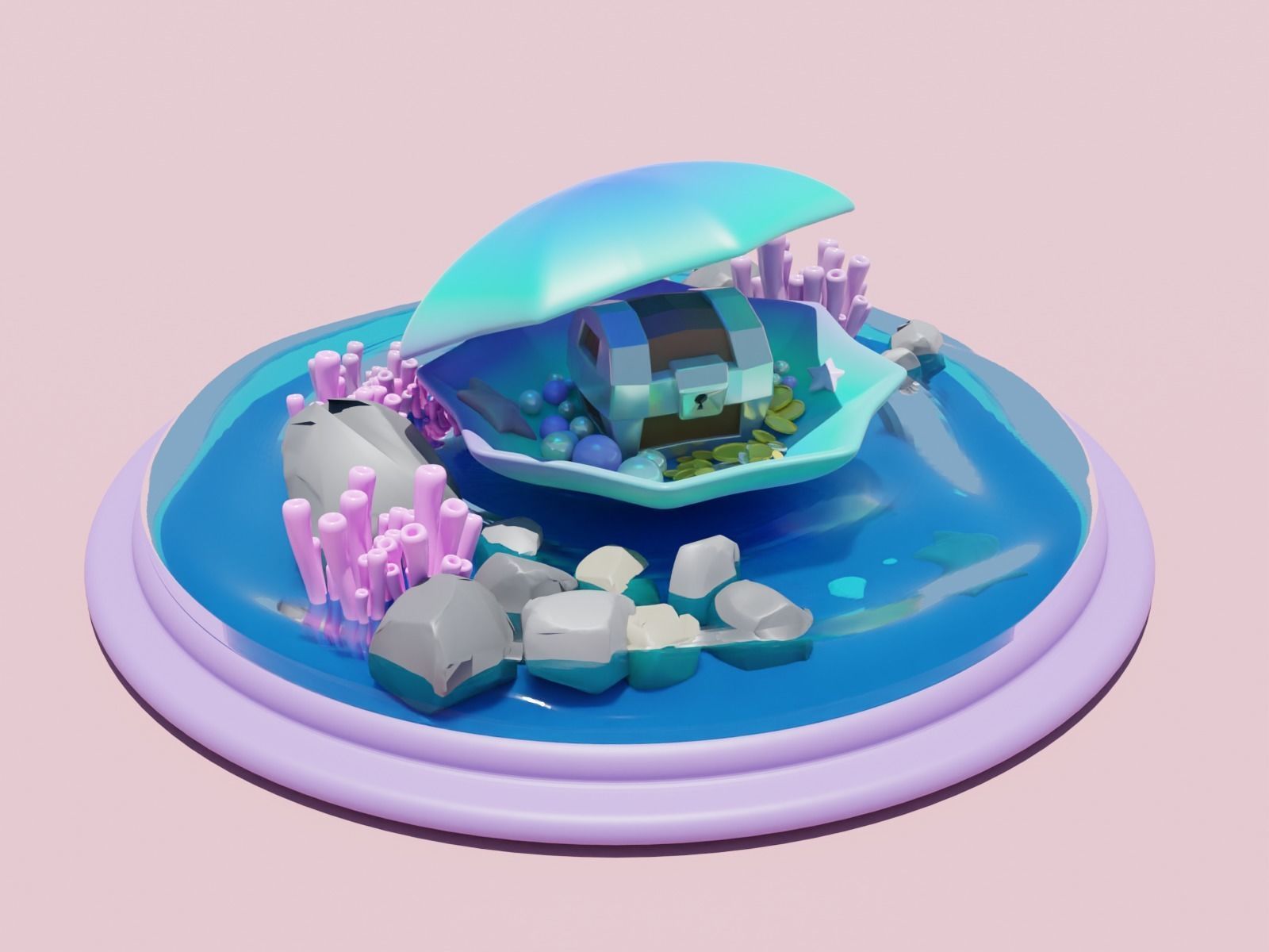 SEA SHELL Low-poly 3D model_6