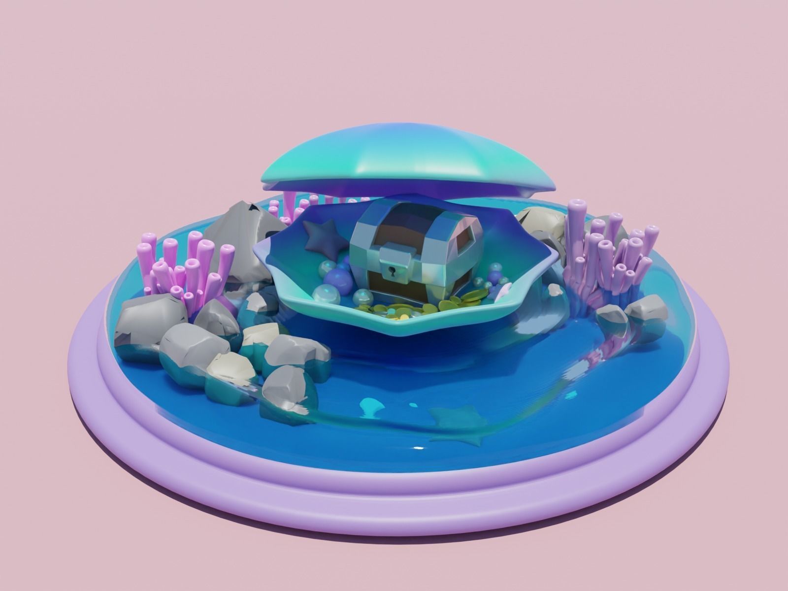SEA SHELL Low-poly 3D model_2