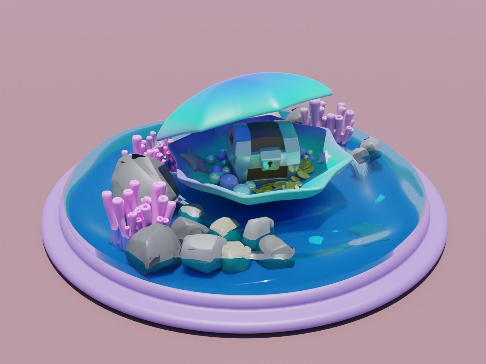 SEA SHELL Low-poly 3D model_3