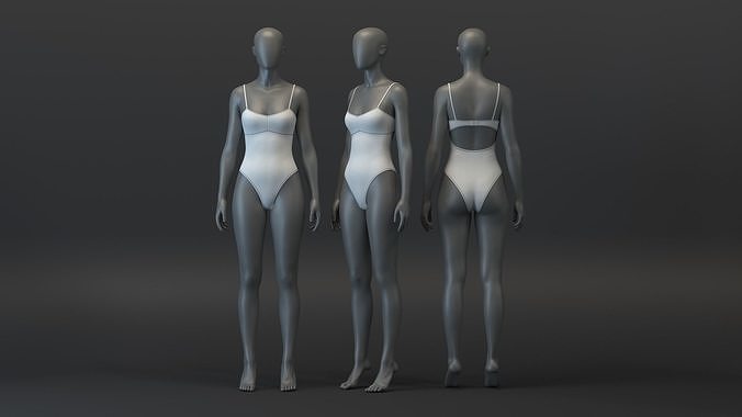 Open Back Strappy Bodysuit 3D model