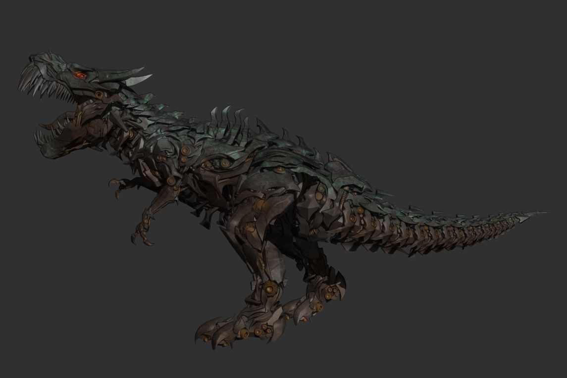 Transformers Grimlock Movie statue 3D print model_3