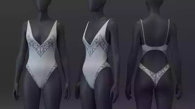 Open Back Lace Bodysuit 3D model