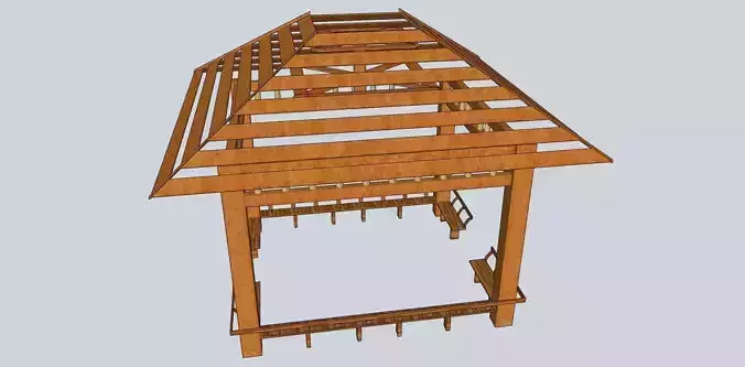 wooden pavilon 3d sketchup model