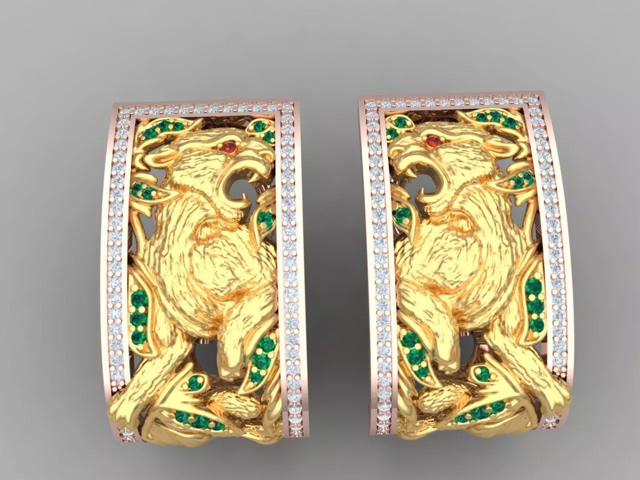 EARRINGS-PUMA-GEMS 3D print model