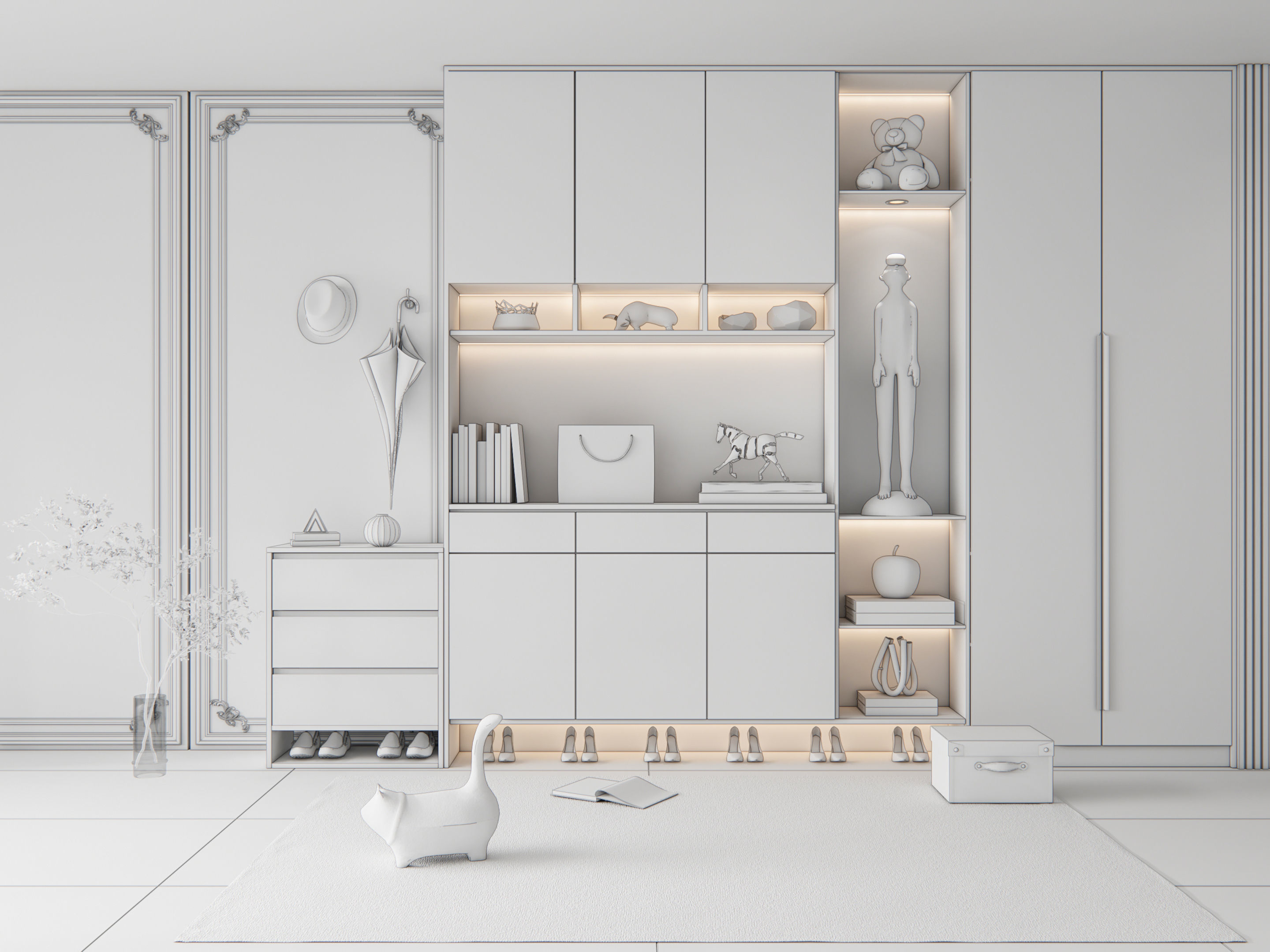 Entryway hallway entrance hall corridor furniture 12 3D model_14