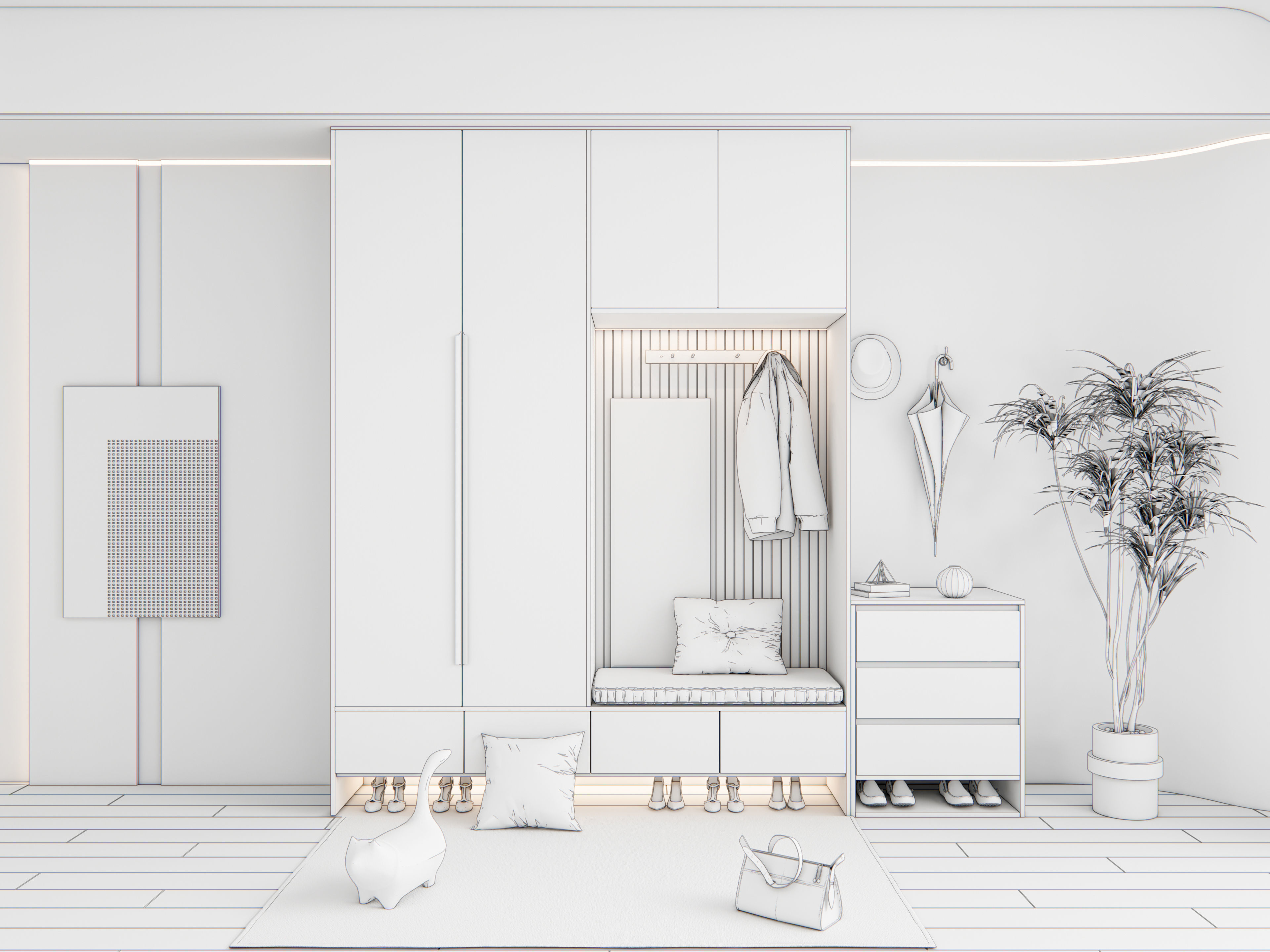 Entryway hallway entrance hall corridor furniture 14 3D model_18