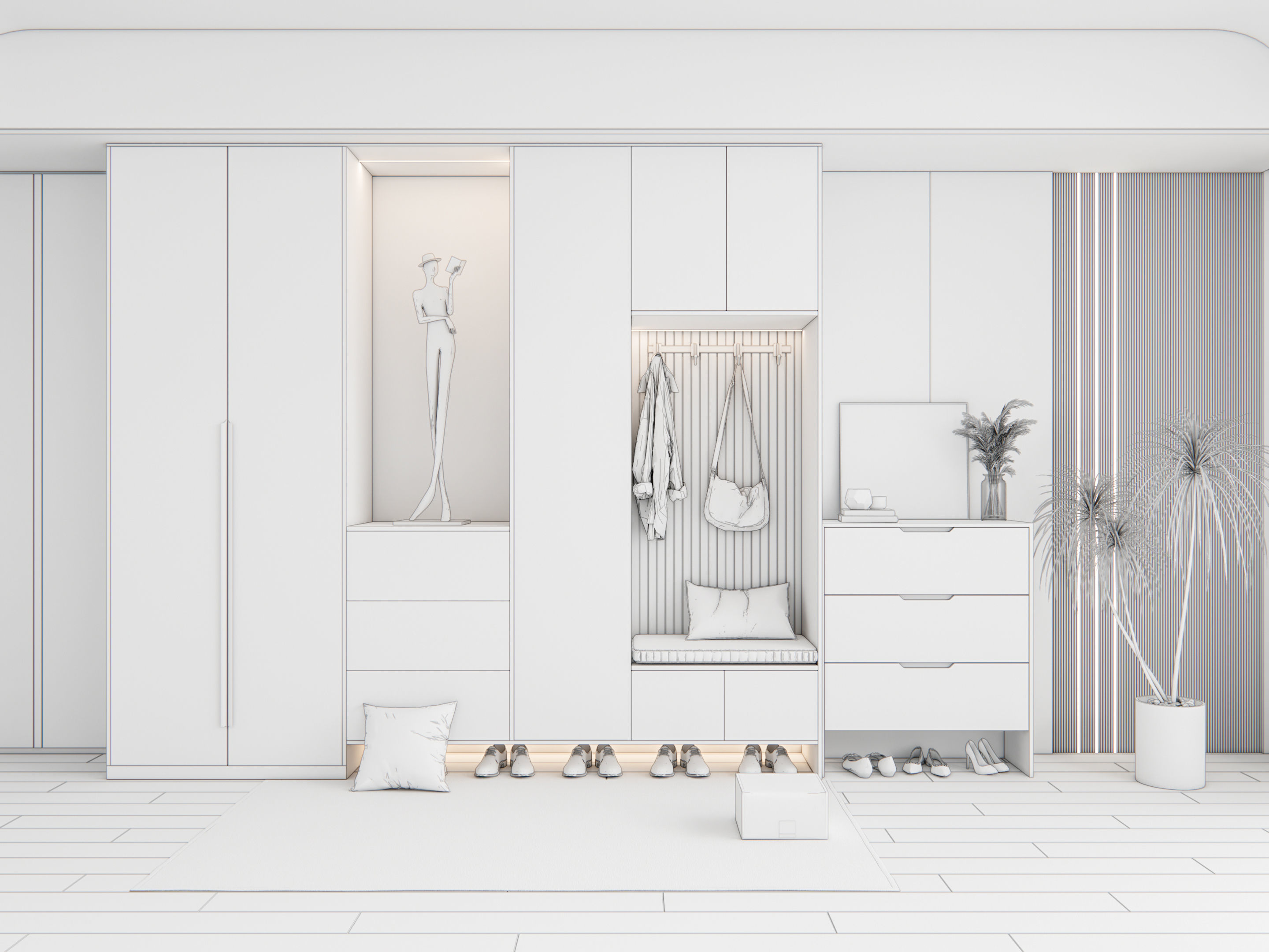 Entryway hallway entrance hall corridor furniture 15 3D model_16