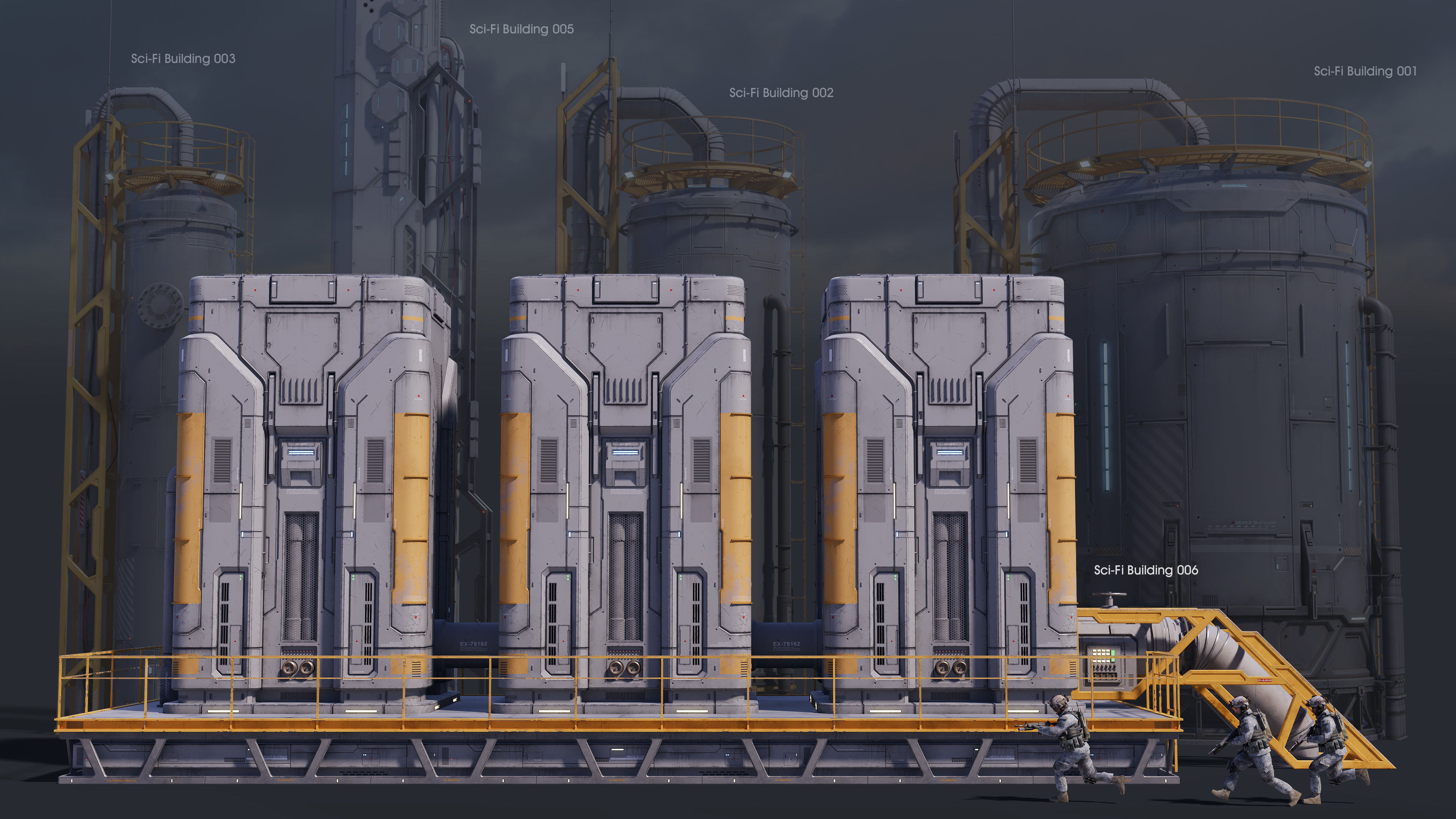 Sci-Fi Building 006 Industry-PBR Low-poly 3D model_1
