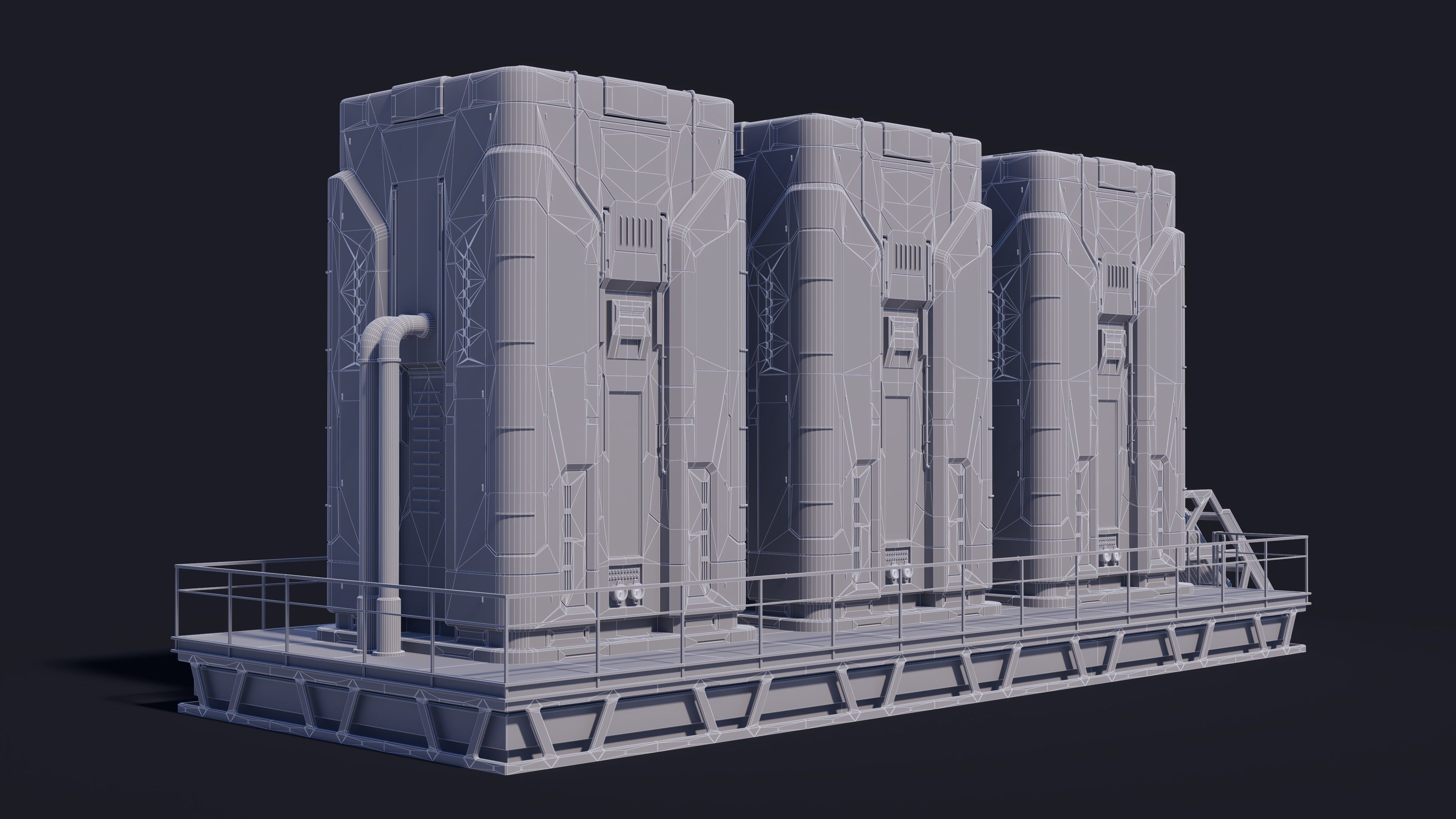 Sci-Fi Building 006 Industry-PBR Low-poly 3D model_13