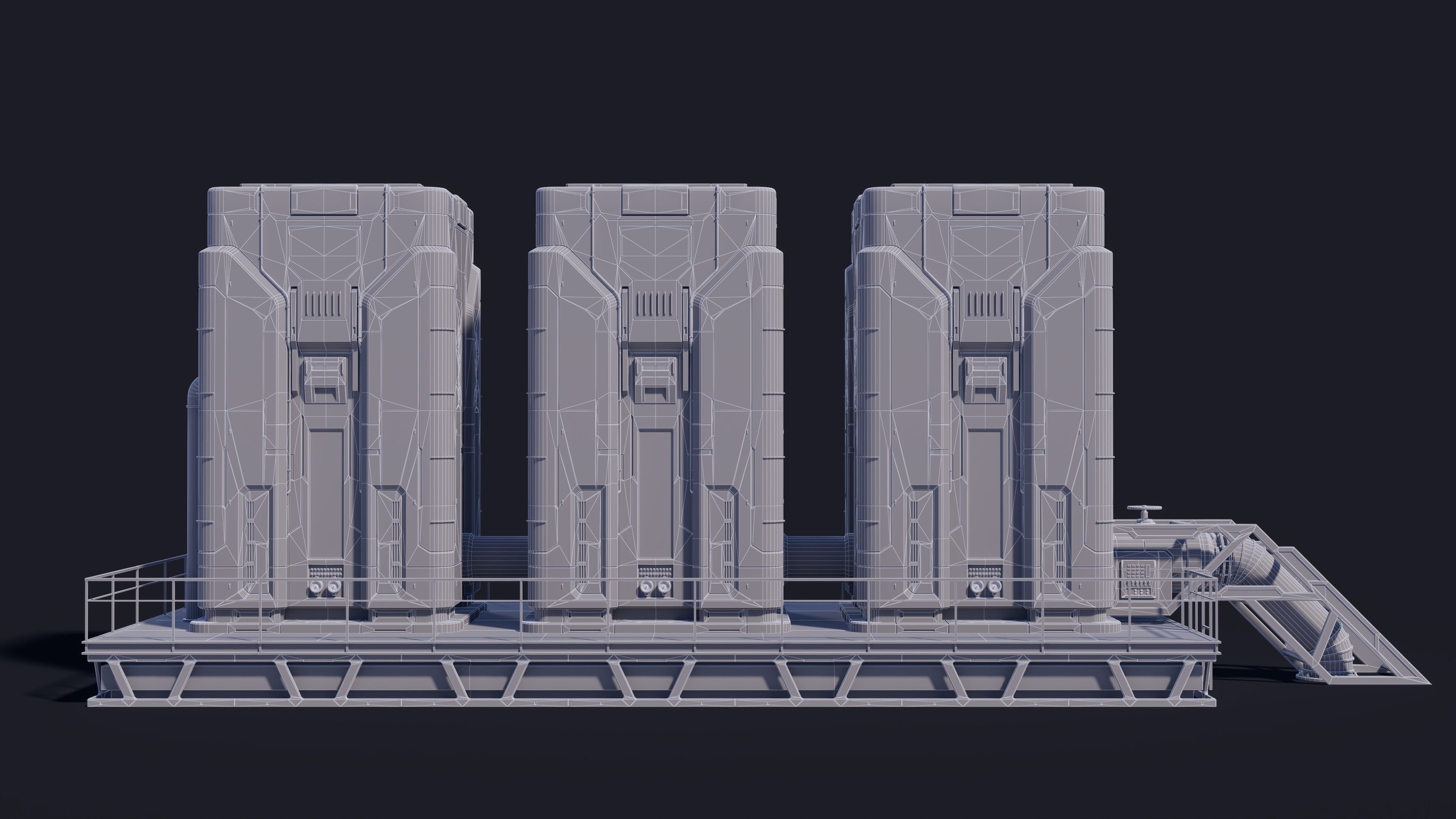 Sci-Fi Building 006 Industry-PBR Low-poly 3D model_9