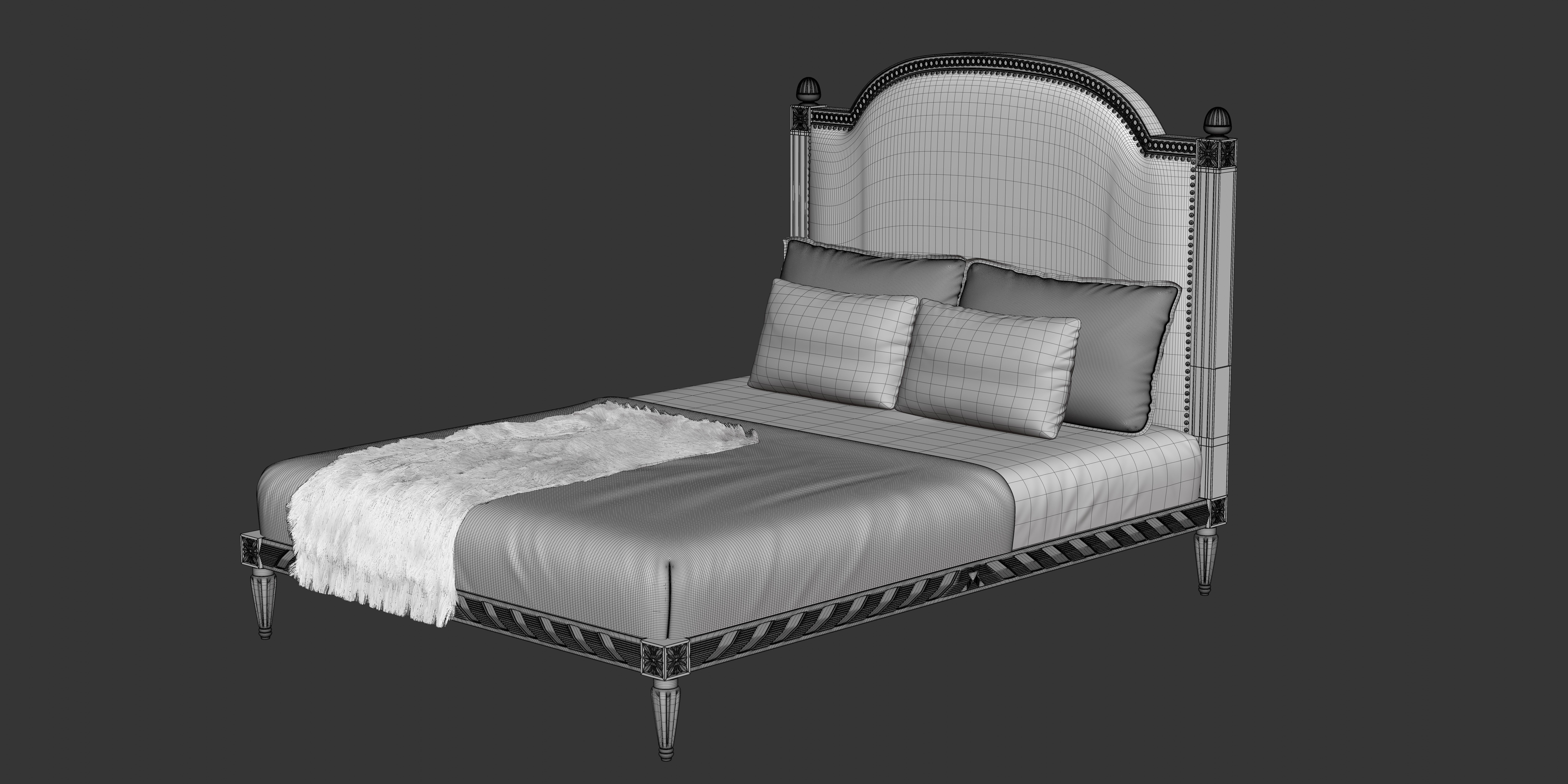Alyson Wooden Bed 3D model_5