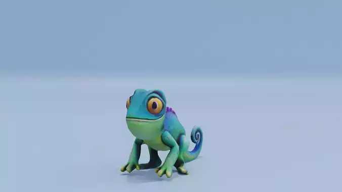 Chameleon Cute Chibi Style Low-poly 3D model