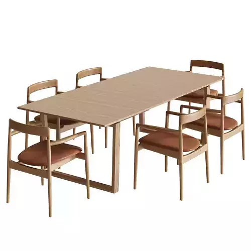 Bolia Calma Chair Nord Table Dining Set 3D model