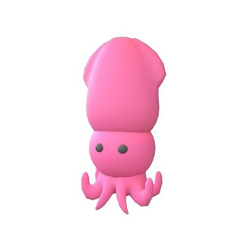 Cartoon Squid Character V2 003 Low-poly 3D model