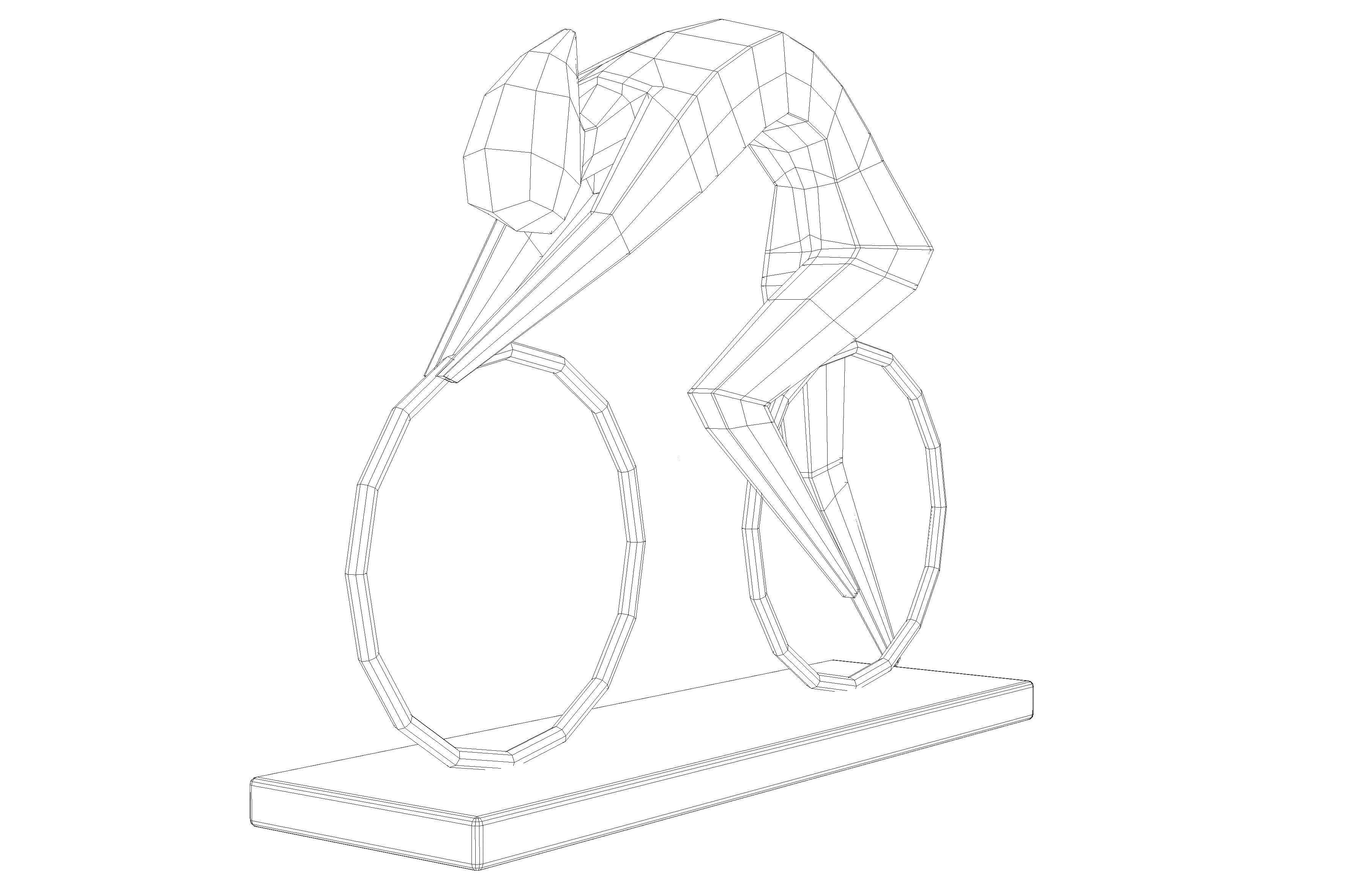 Stylized Cyclist Trophy Sculpture 3D model_10