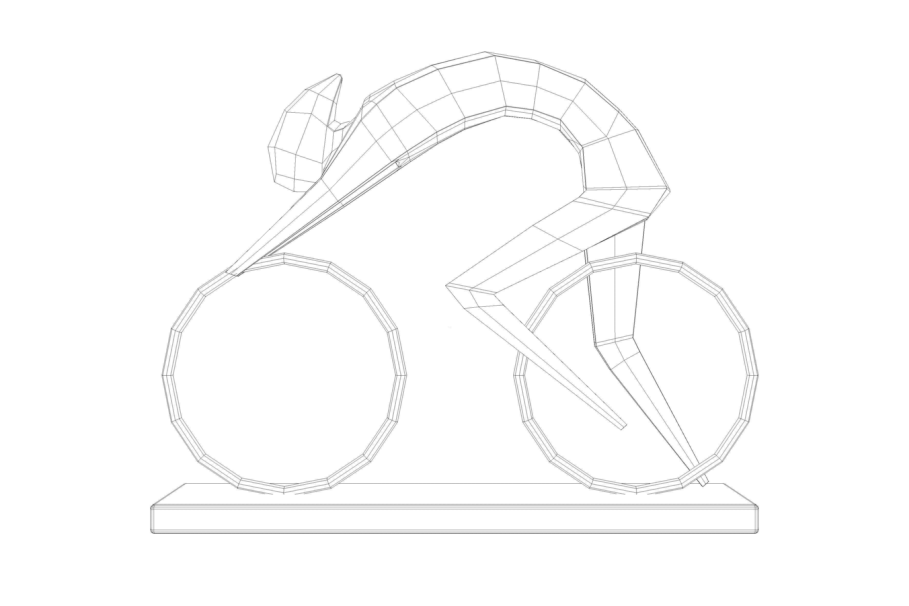 Stylized Cyclist Trophy Sculpture 3D model_16