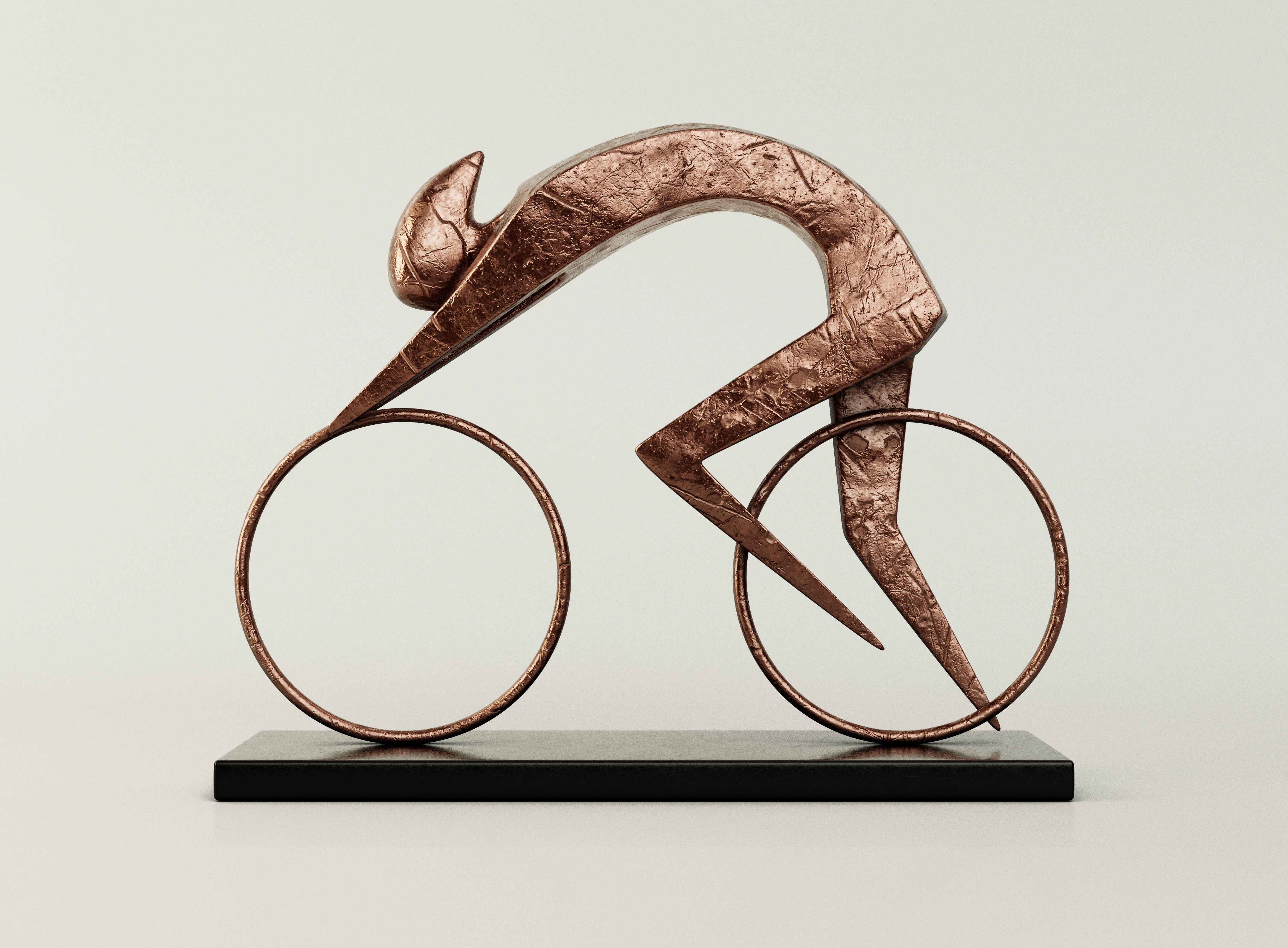 Stylized Cyclist Trophy Sculpture 3D model_2