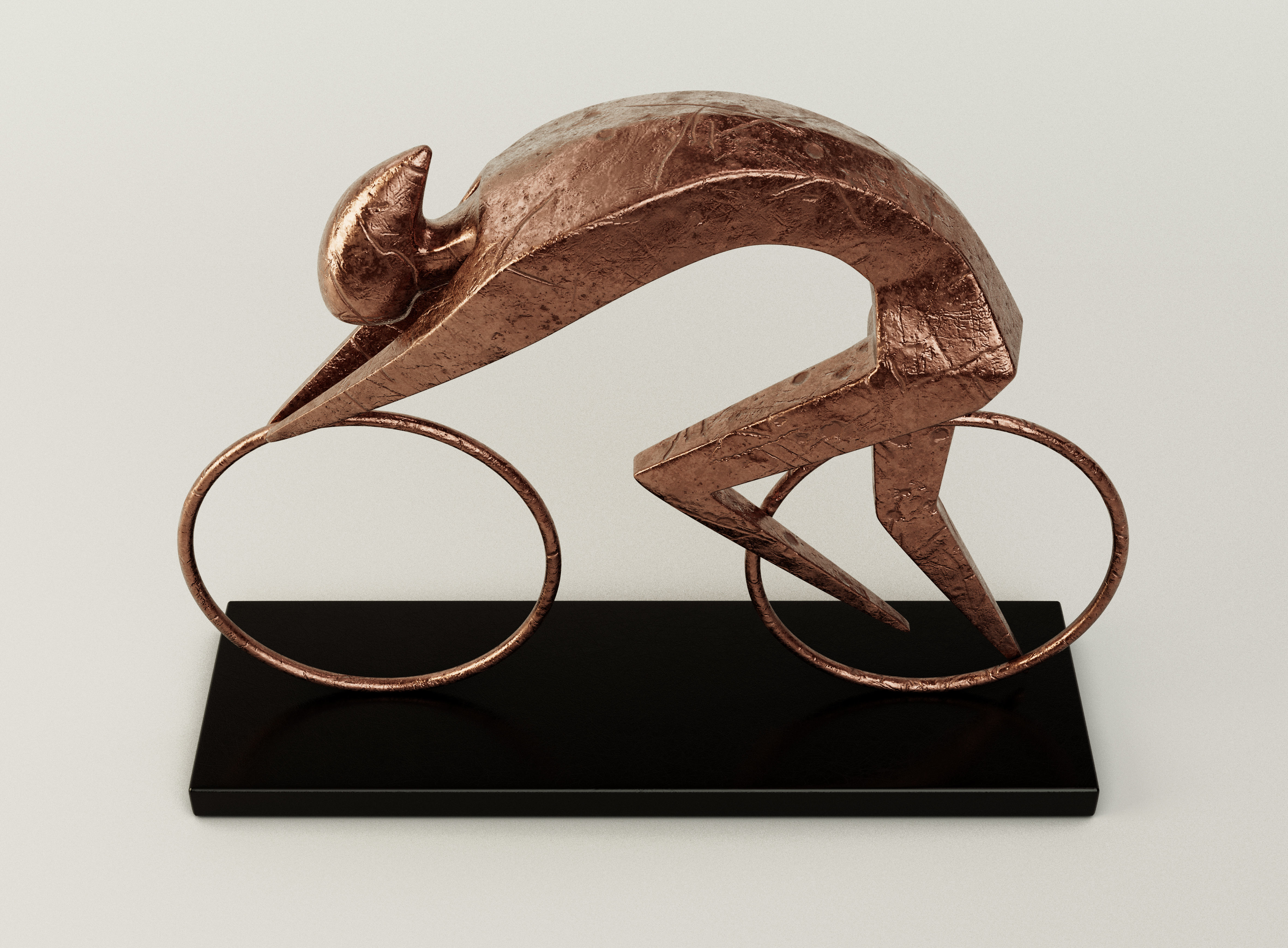 Stylized Cyclist Trophy Sculpture 3D model_4