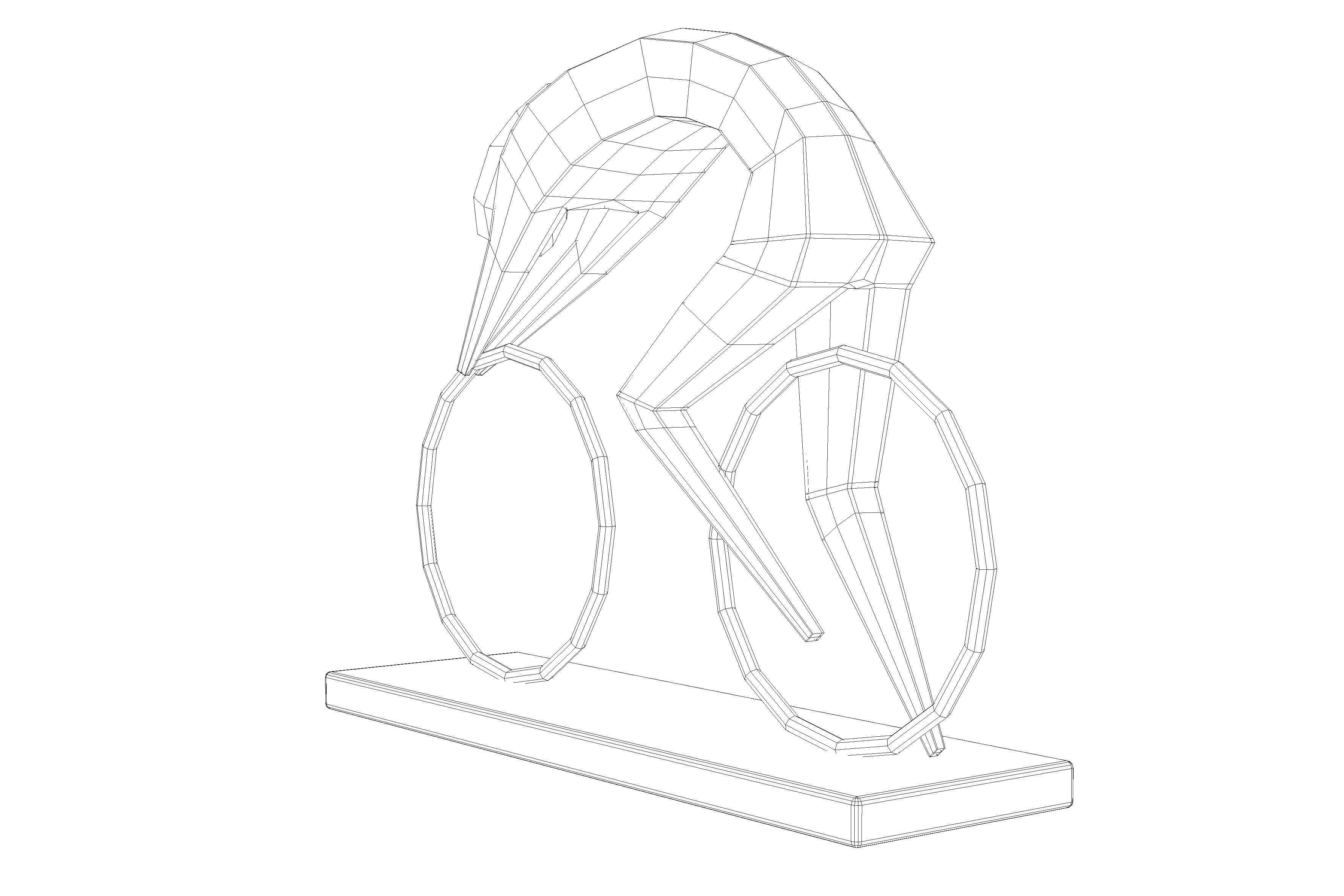 Stylized Cyclist Trophy Sculpture 3D model_14