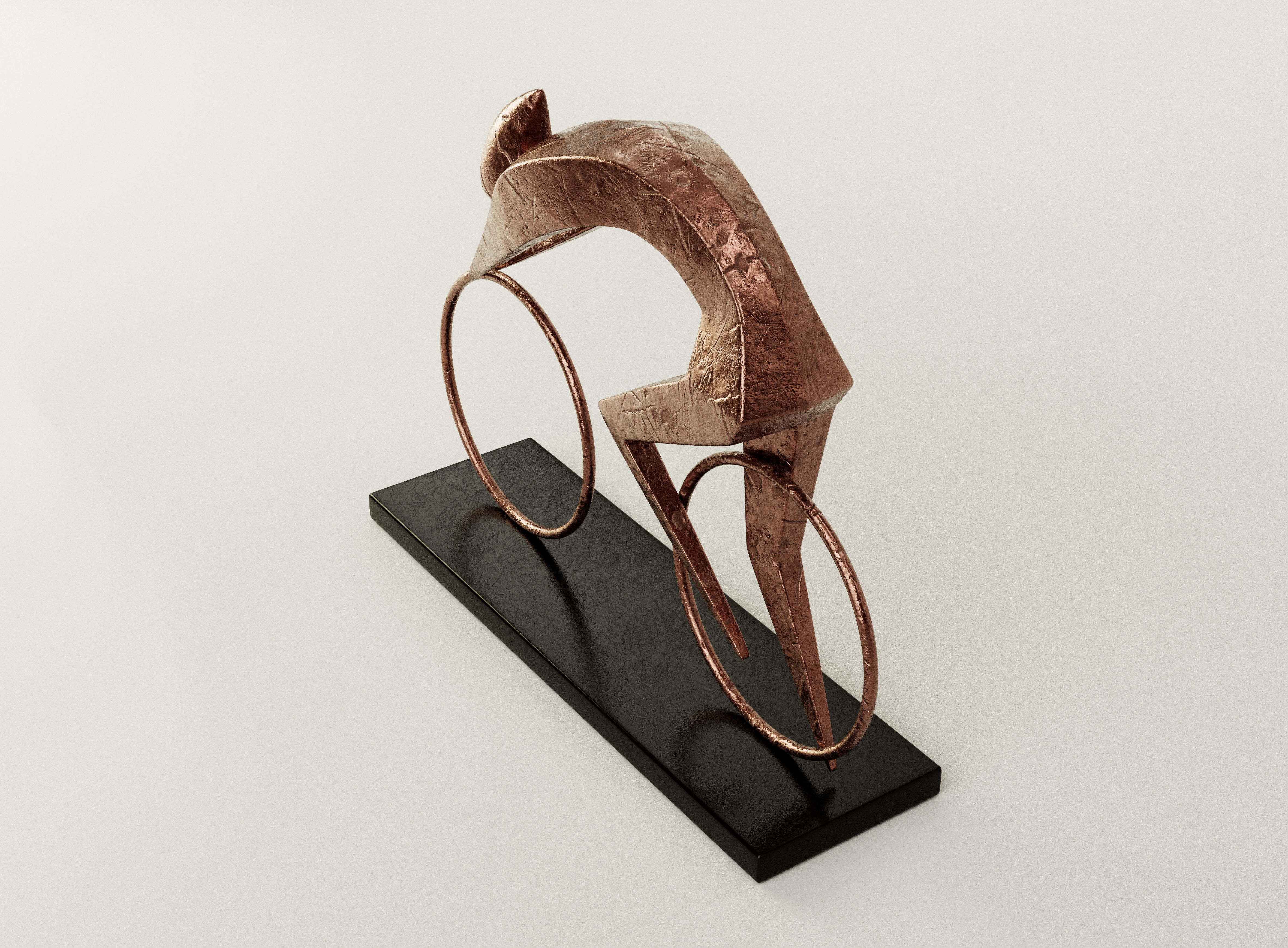 Stylized Cyclist Trophy Sculpture 3D model_5