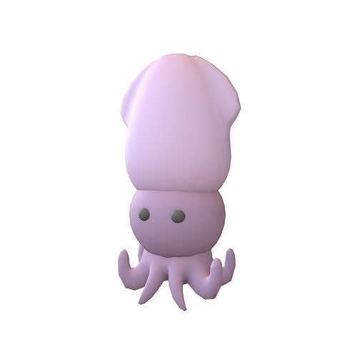 Cartoon Squid Character V2 005 Low-poly 3D model