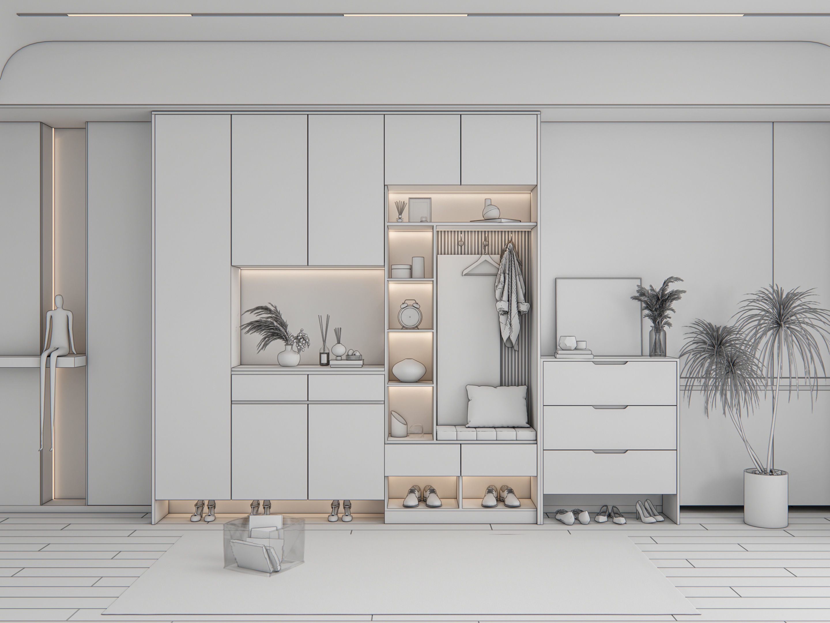 Entryway hallway entrance hall corridor furniture 18 3D model_16